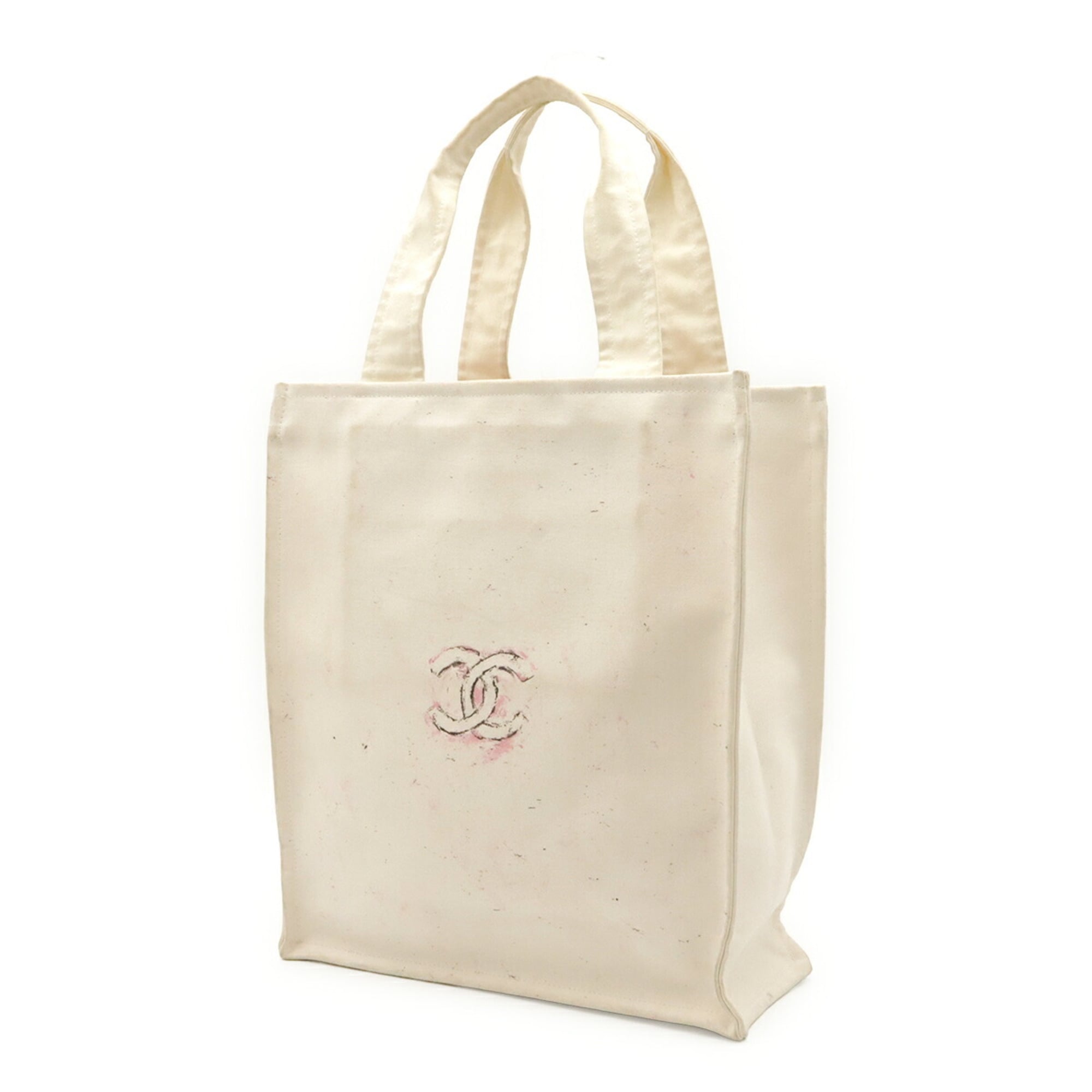 Chanel Ivory Canvas Shoulder Bag Tote Bag (Pre-Owned)