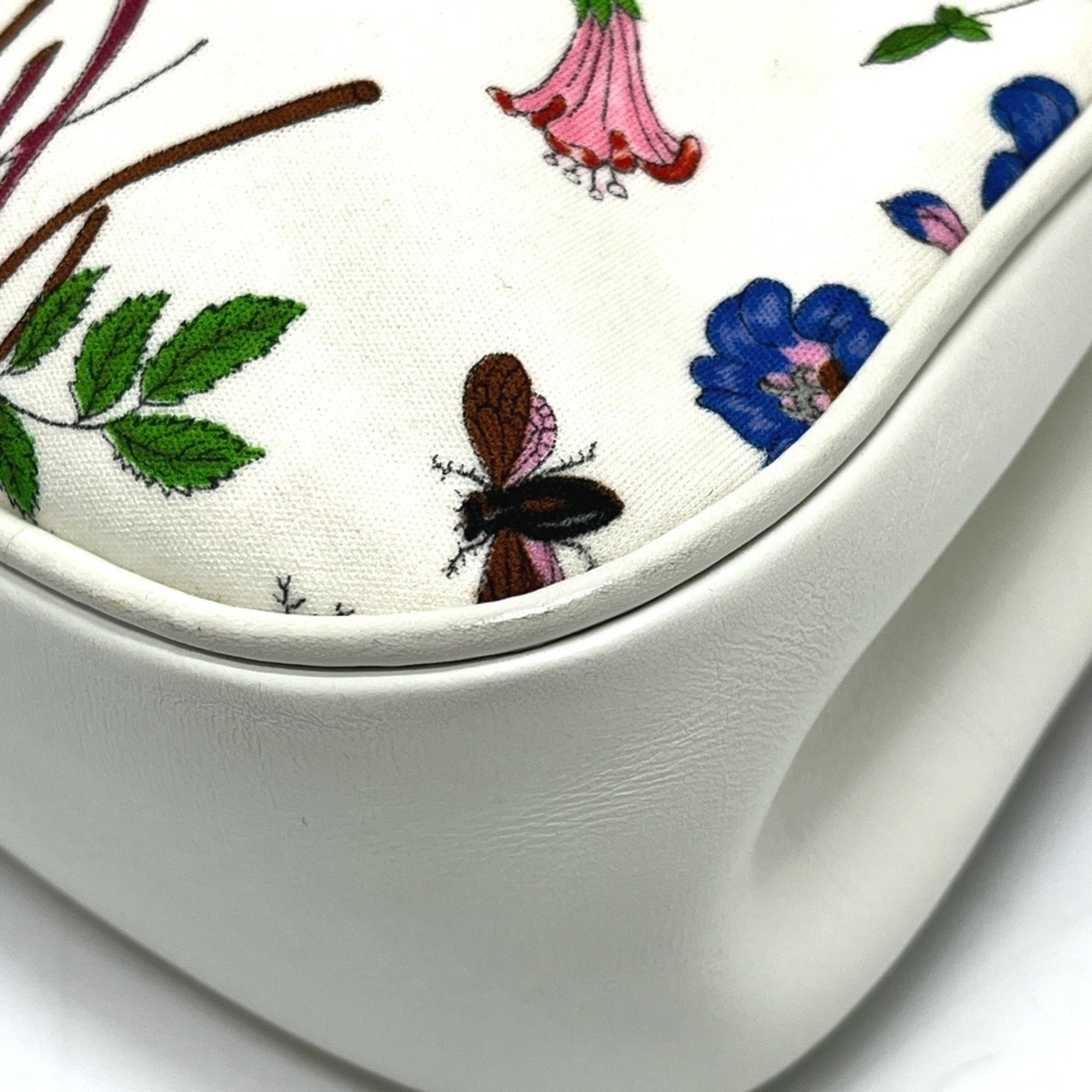 Gucci Flora Multi-Color White Canvas Leather Handbag (Pre-Owned)