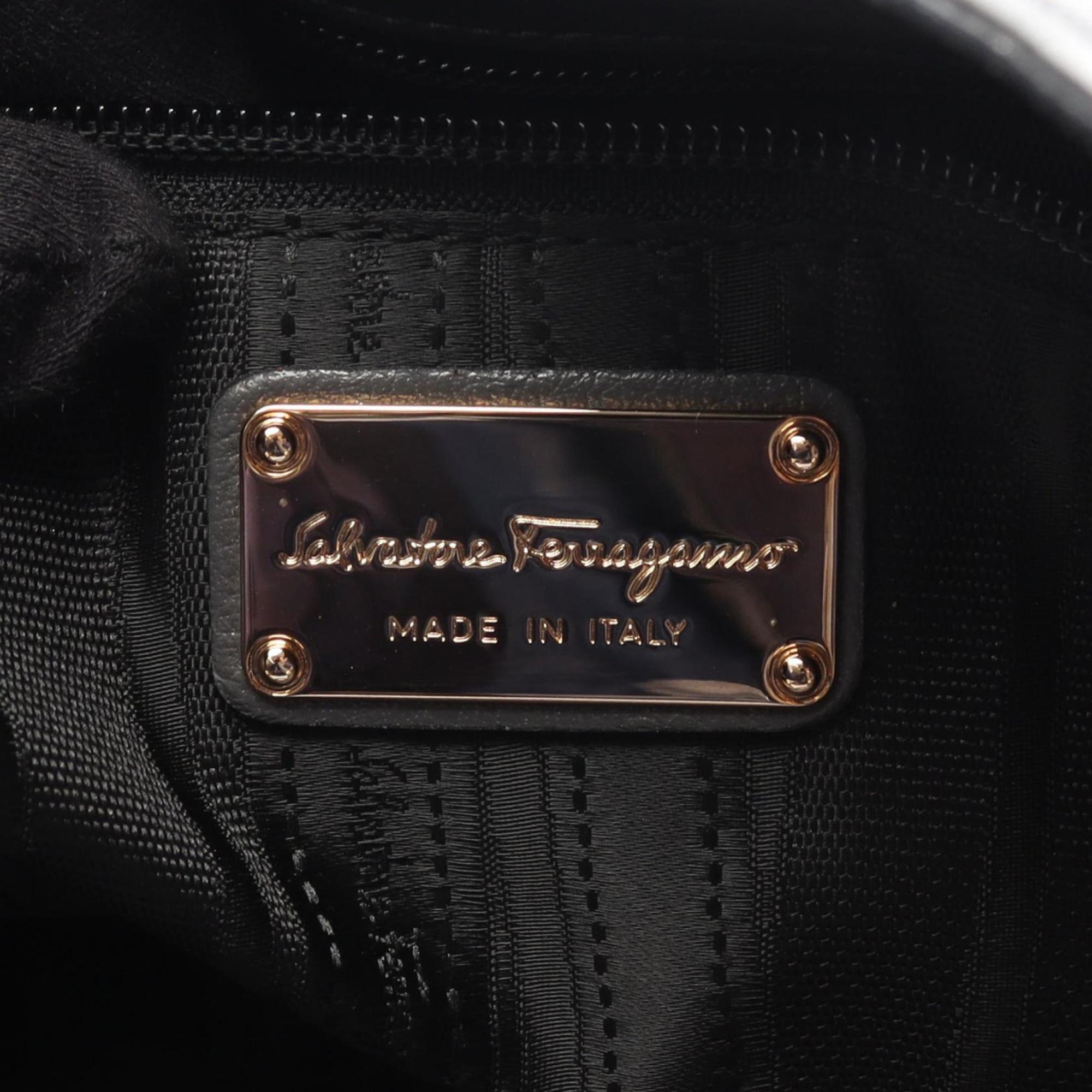Salvatore Ferragamo Gray Leather Handbag Tote Bag (Pre-Owned)