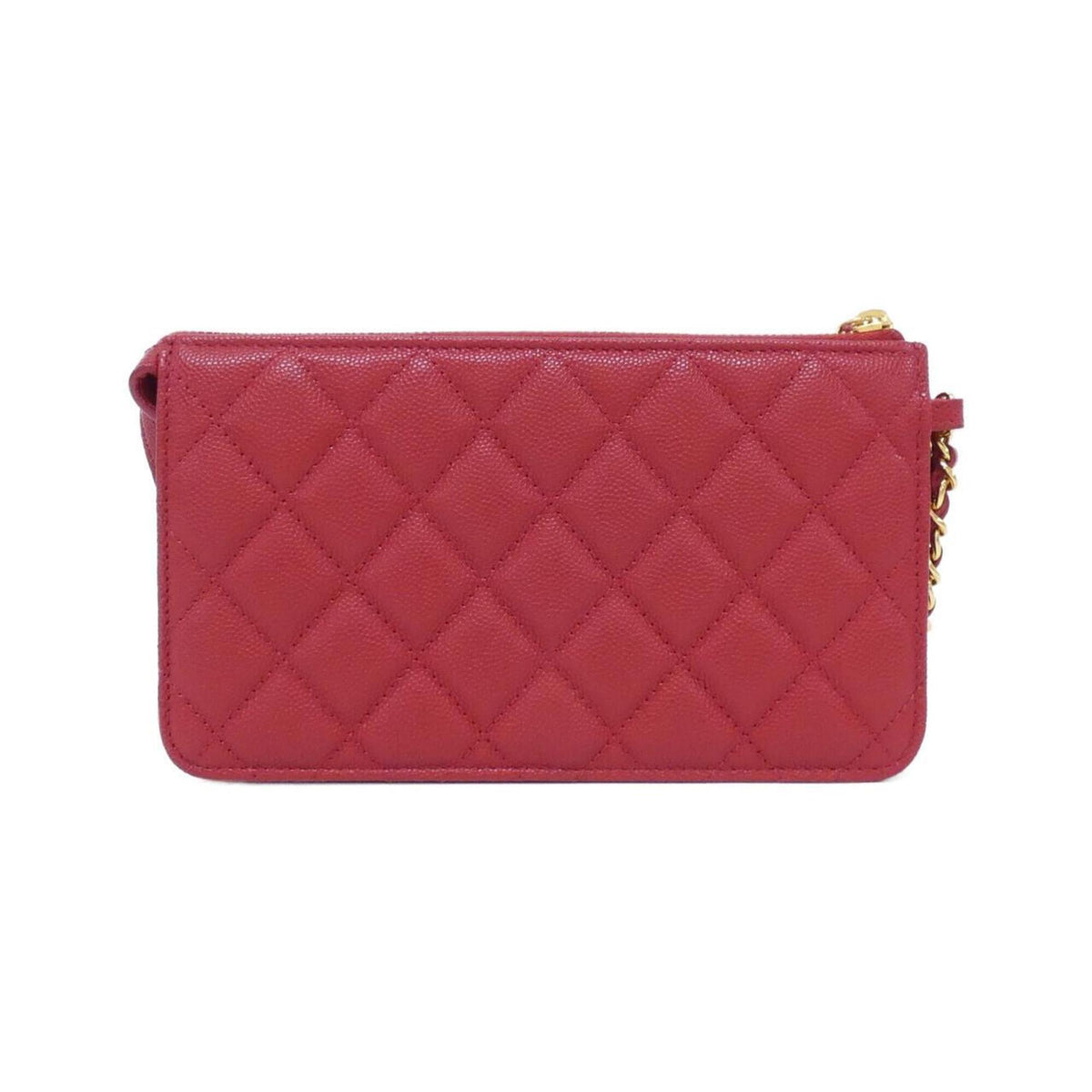Chanel Red Color Grained Calfskin Handbag (Pre-Owned)