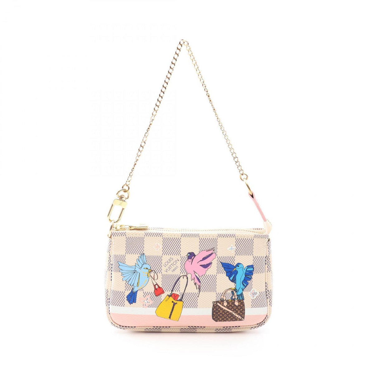 Louis Vuitton Multi-Color Pink White Coated Canvas Leather Handbag Pochette (Pre-Owned)