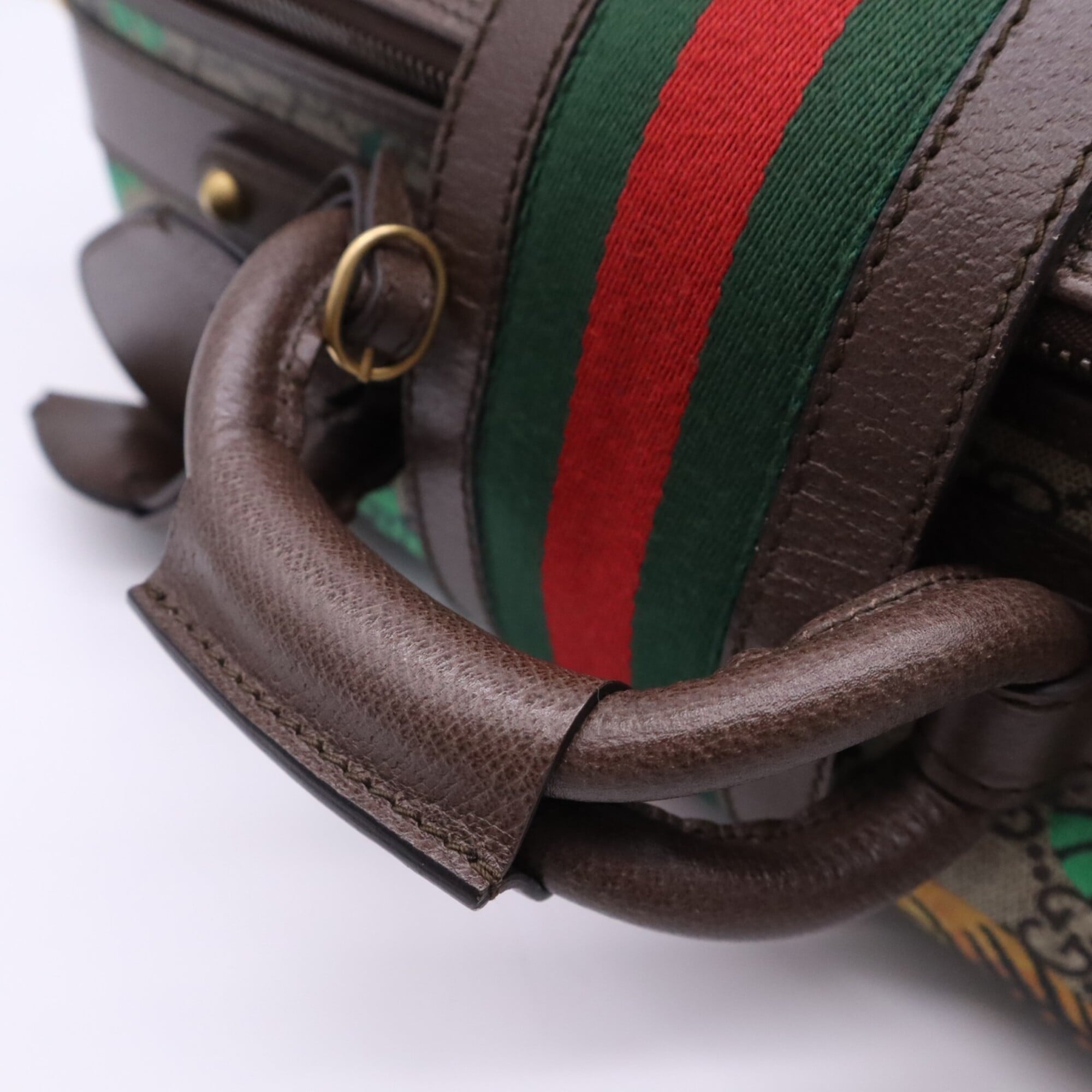 Gucci Sherry Line Beige Multi-Color Coated Canvas Leather Boston Bag (Pre-Owned)