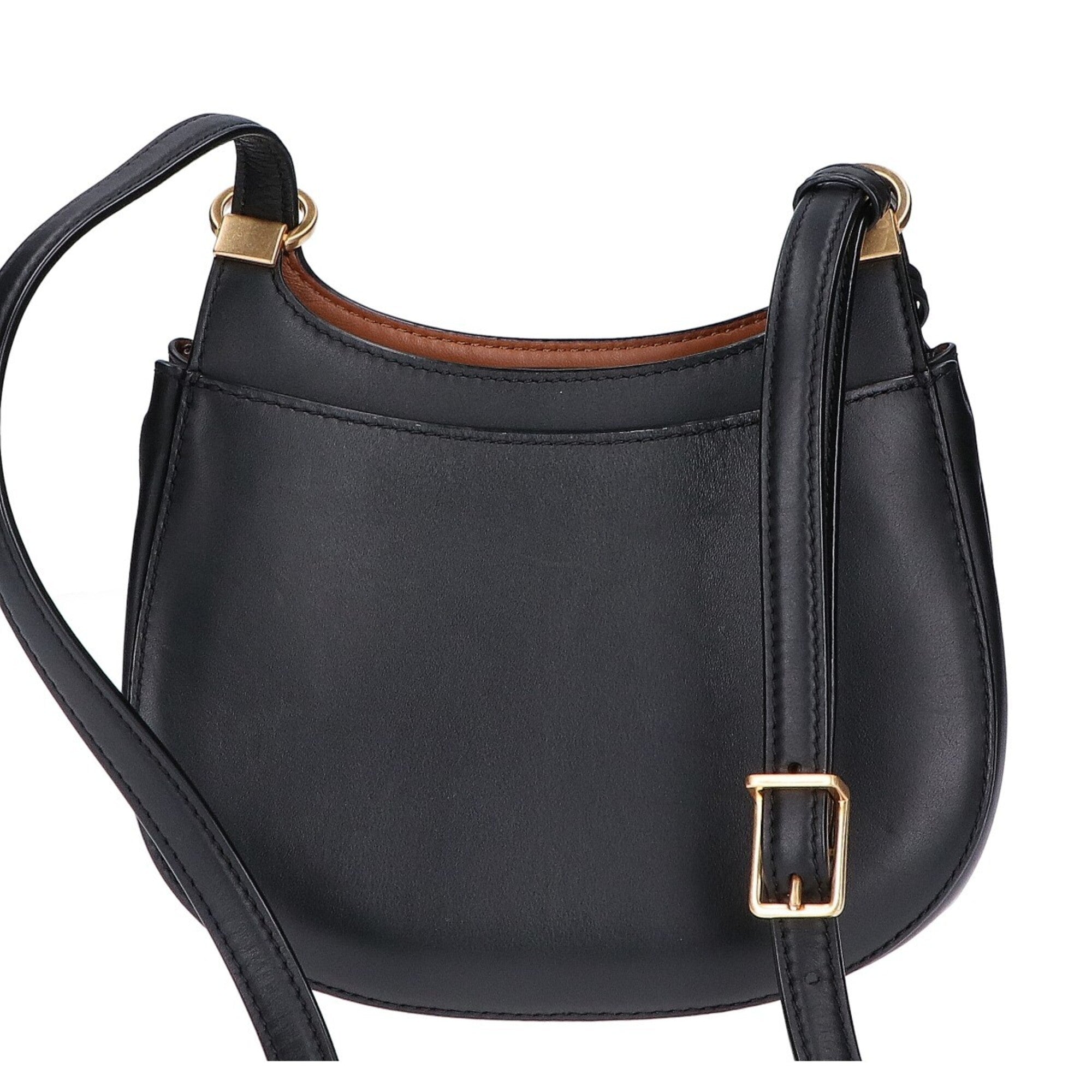 Tory Burch Black Leather Saddle Bag Shoulder Bag (Pre-Owned)