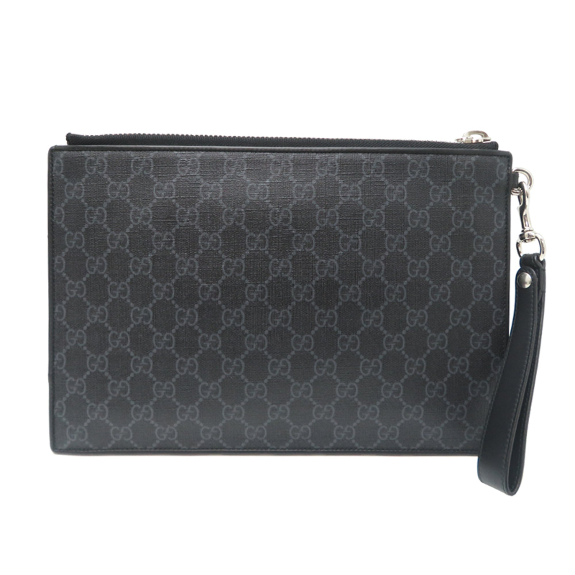 Gucci Black Gg Supreme Leather Pvc Clutch Bag (Pre-Owned)