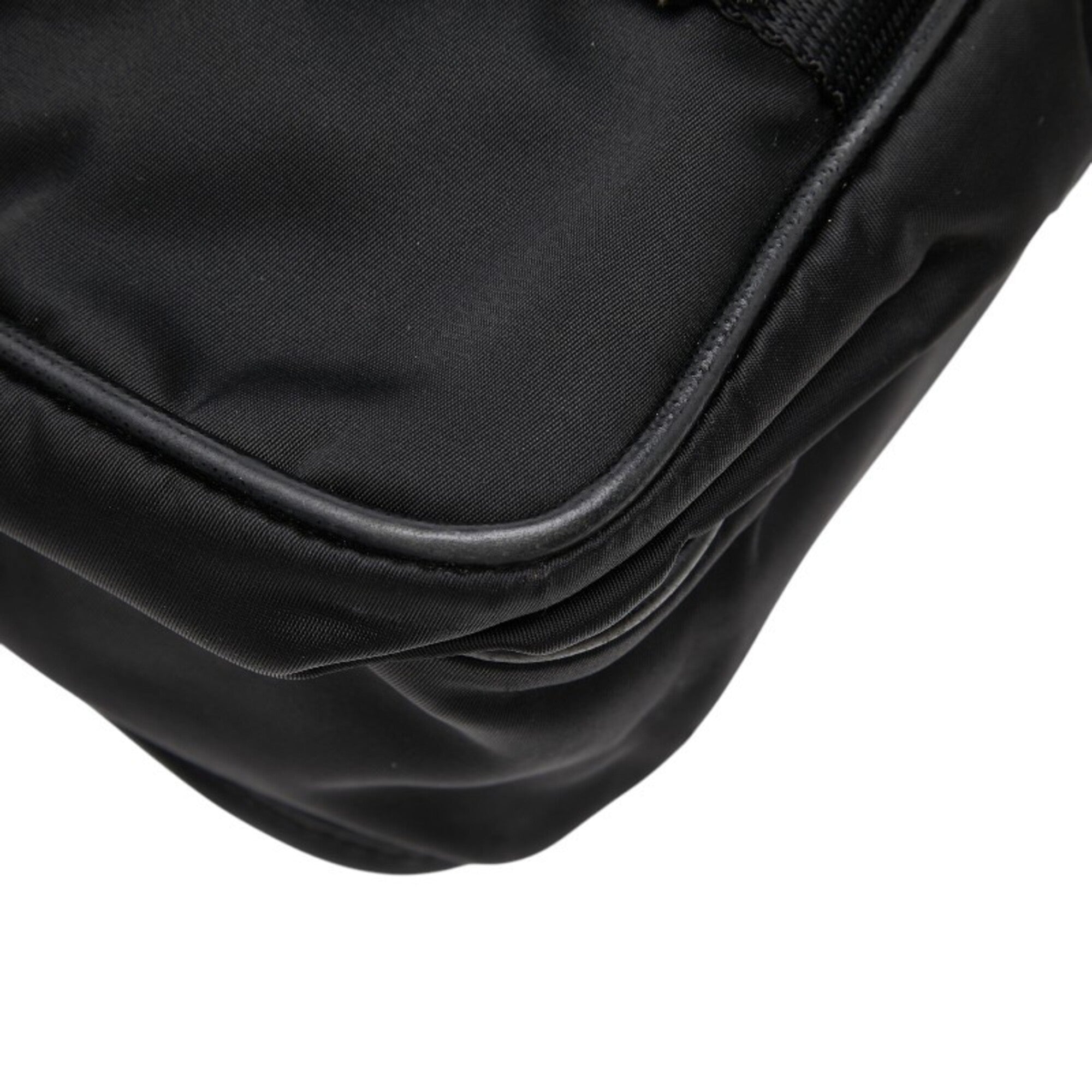 Prada Black Nylon Leather Messenger Bag Shoulder Bag (Pre-Owned)