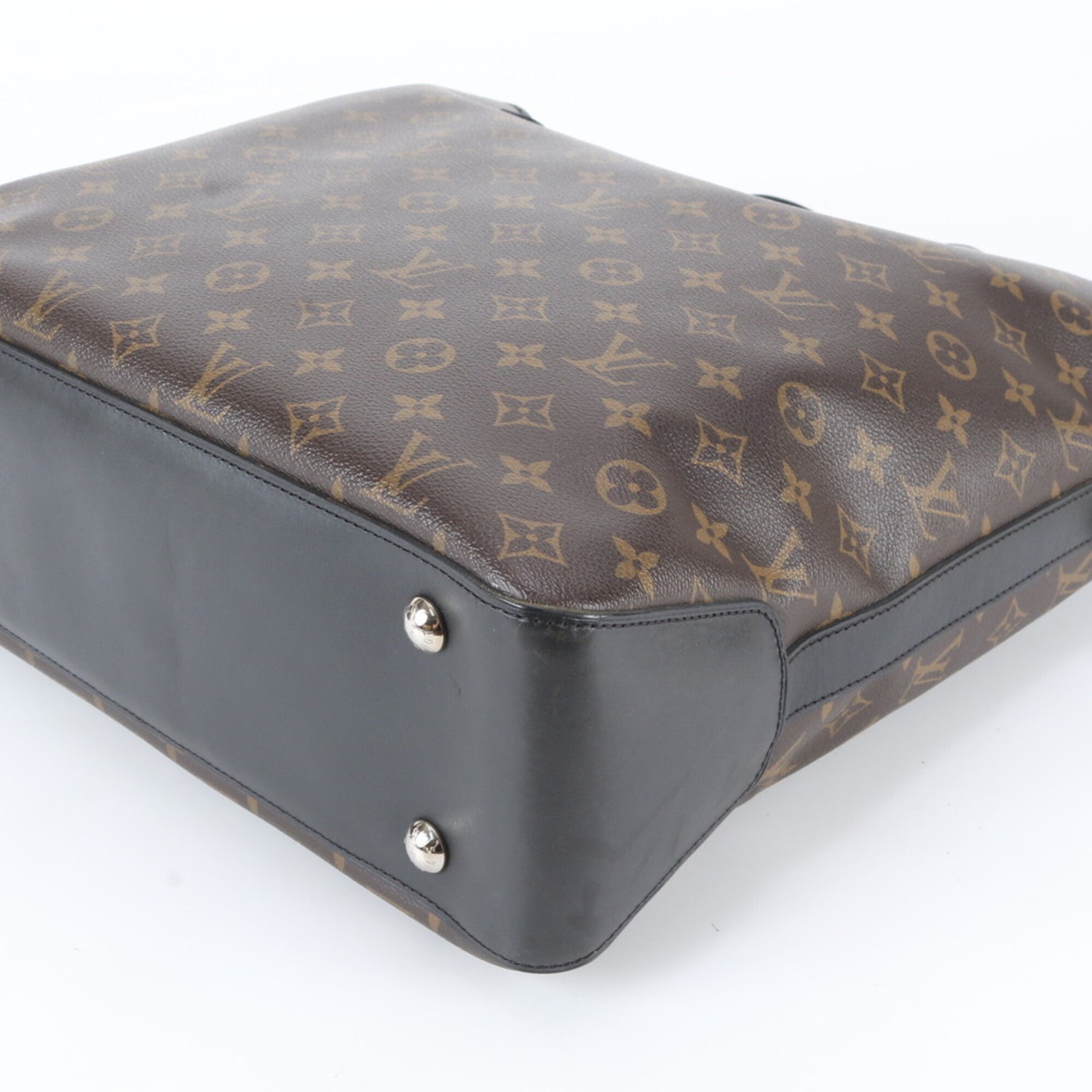 Louis Vuitton Black Brown Leather Coated Canvas Tote Bag (Pre-Owned)