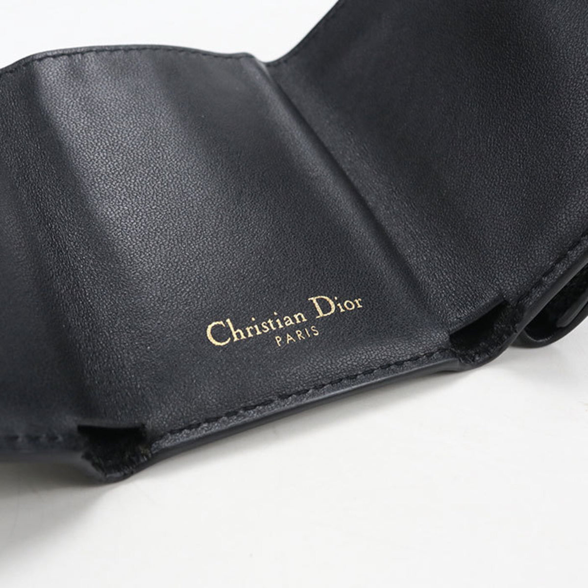 Christian Dior Black Leather Wallet (Tri-Fold) (Pre-Owned)
