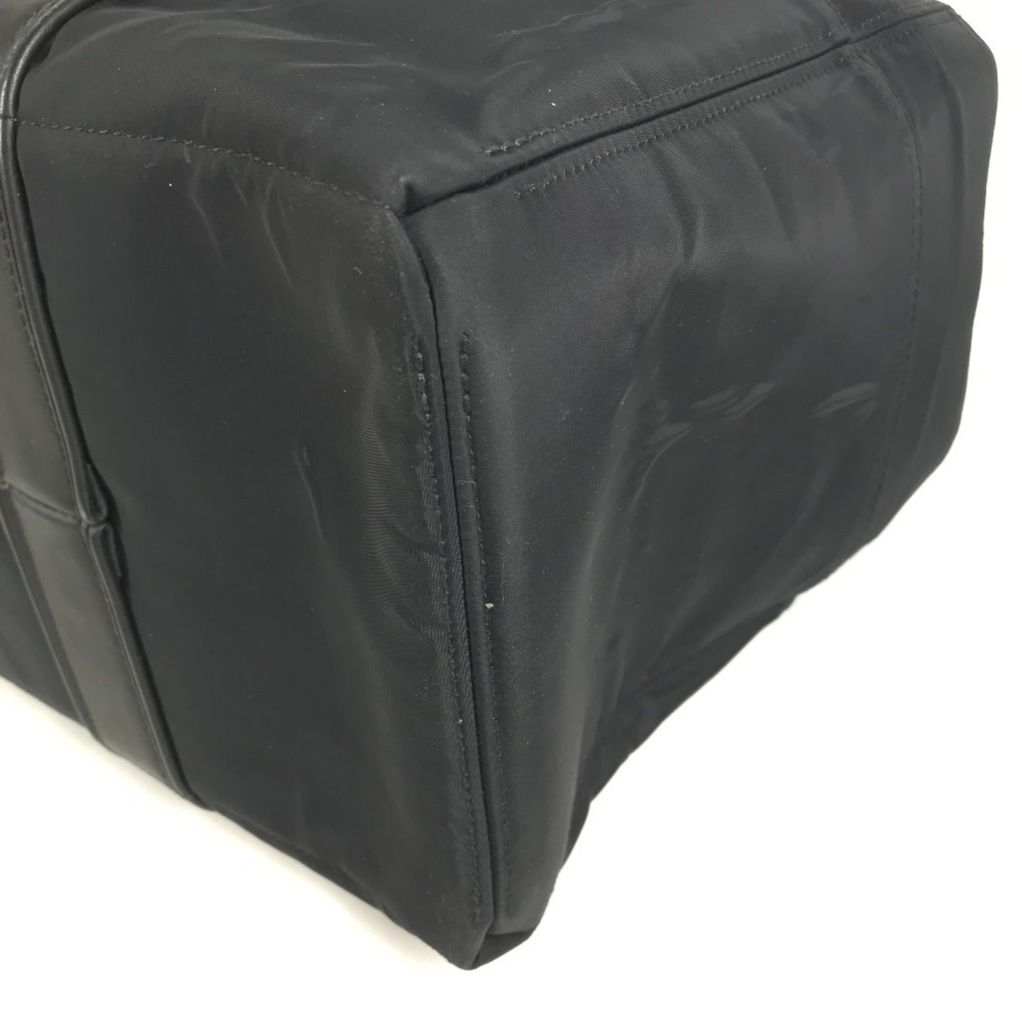 Hermes Black Leather Nylon Boston Bag Handbag Tote Bag (Pre-Owned)