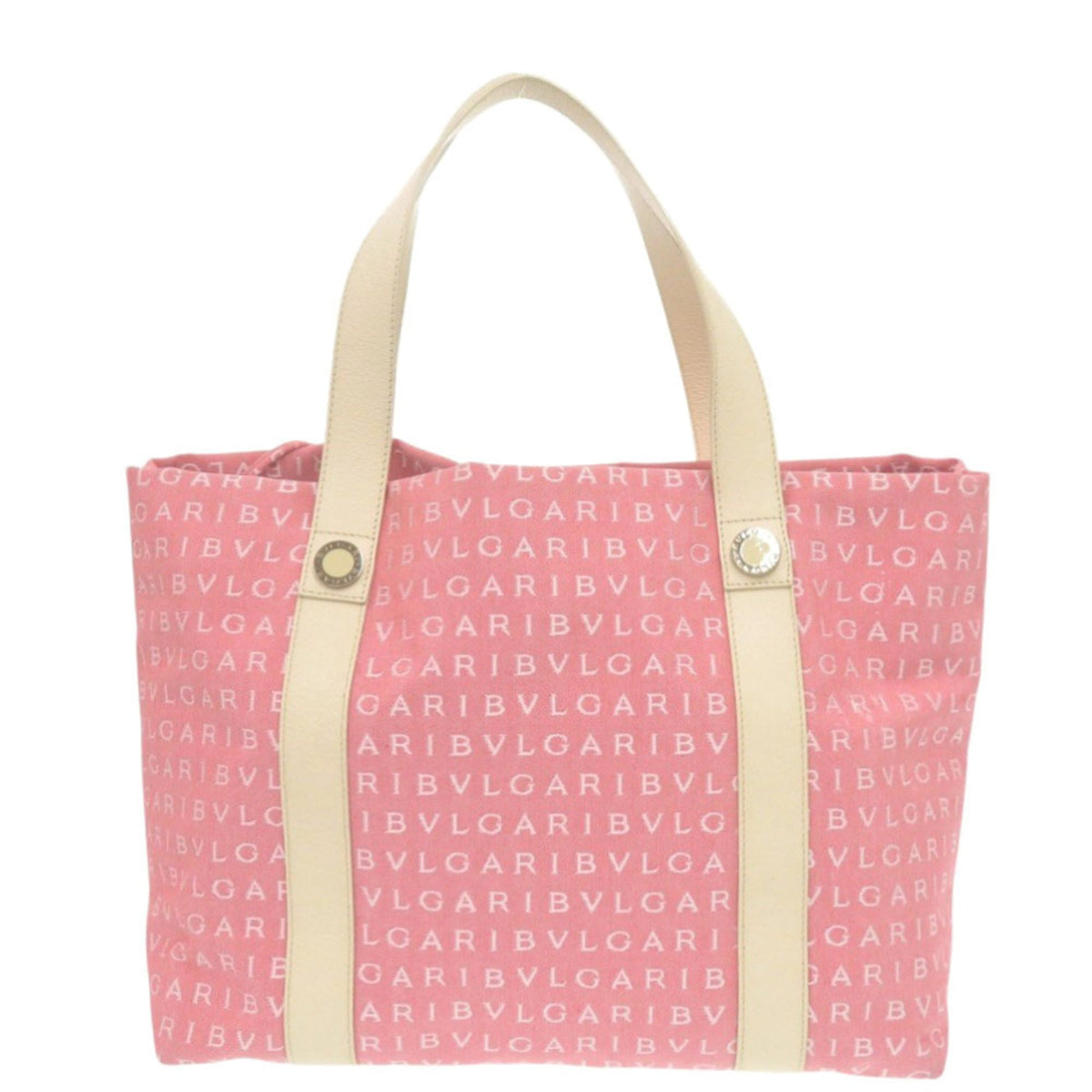 Bvlgari Pink Canvas Leather Tote Bag (Pre-Owned)