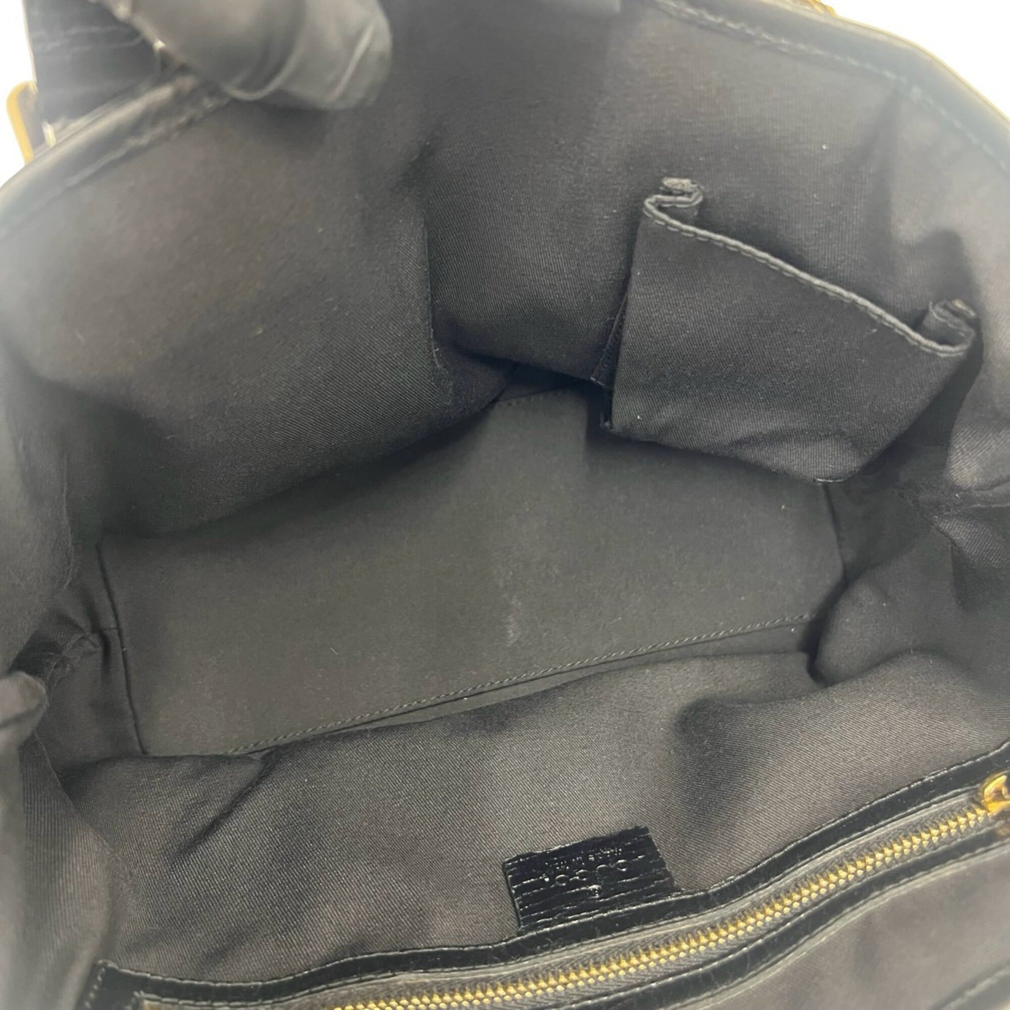 Gucci Black Navy Canvas Leather Boston Bag Handbag Tote Bag (Pre-Owned)