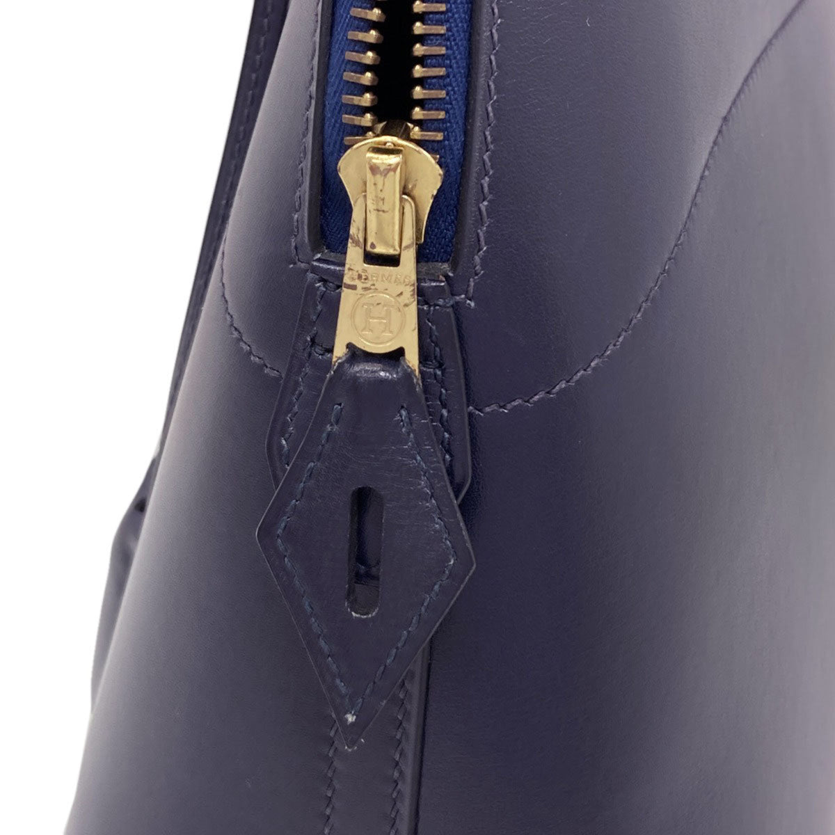 Hermes Dark Blue Box Calf Leather Handbag (Pre-Owned)