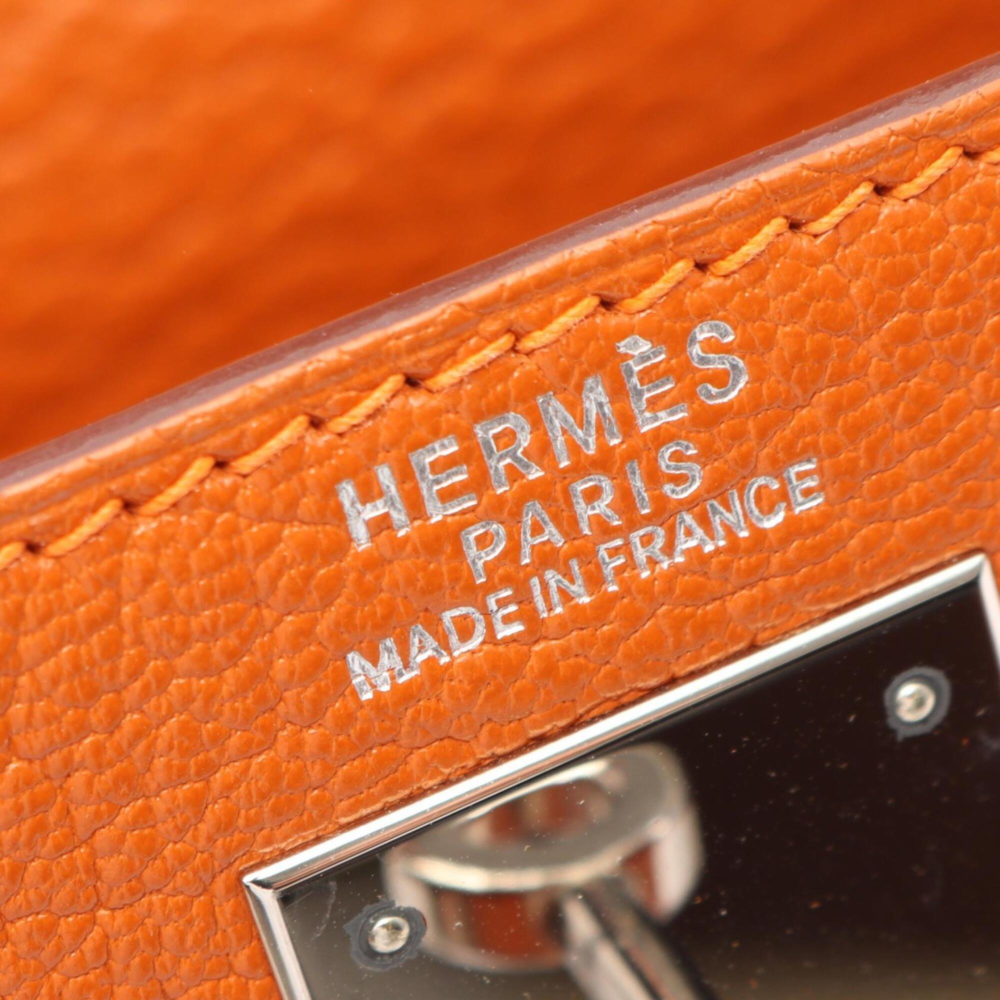 Hermes Orange Chevre Leather Handbag (Pre-Owned)