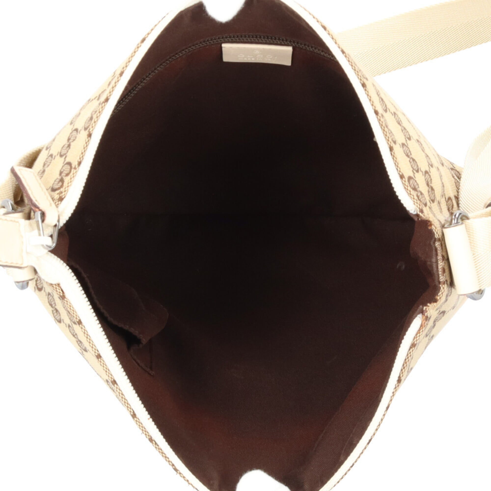 Gucci Beige White Gg Canvas Shoulder Bag (Pre-Owned)