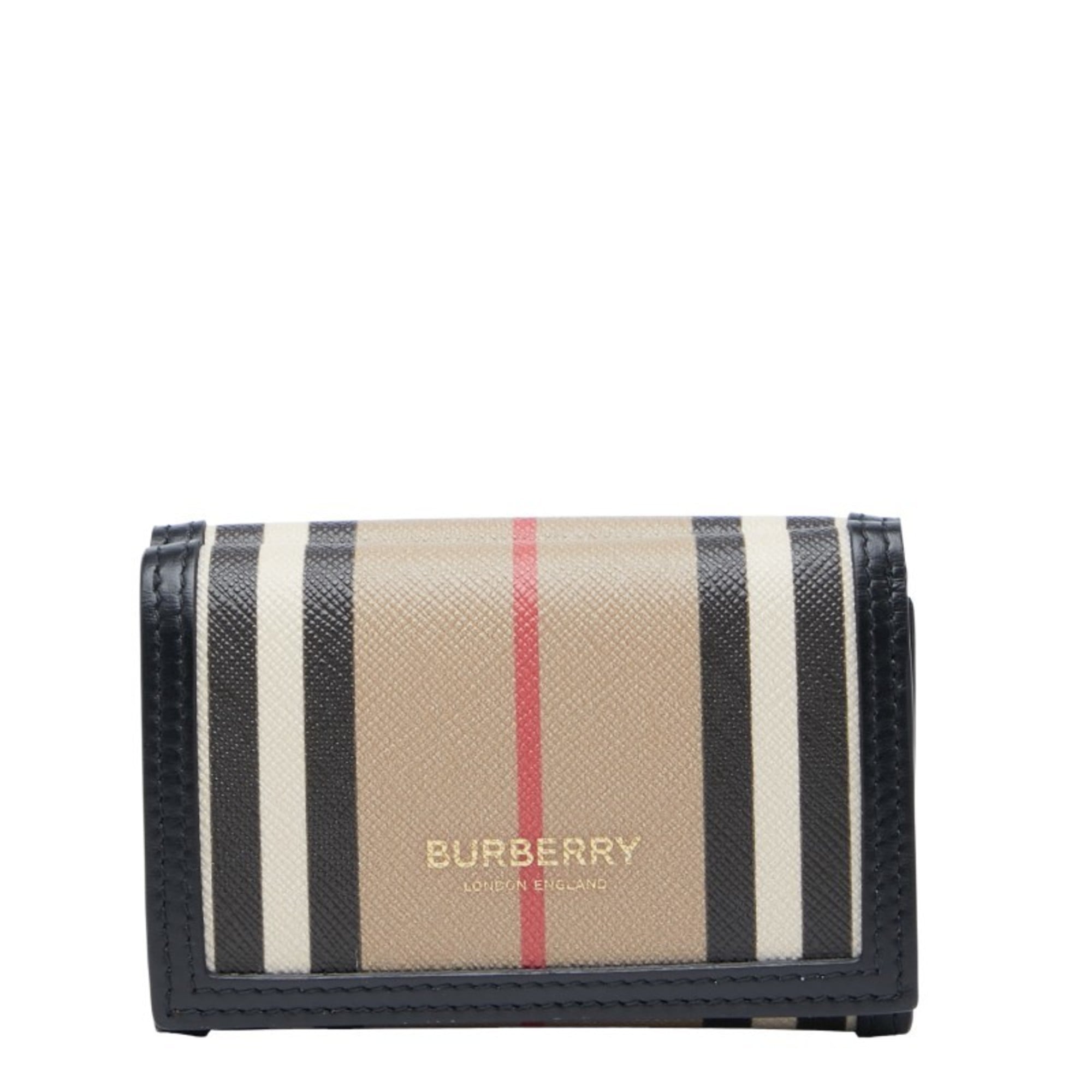 Burberry Beige Black Pvc Wallet (Tri-Fold) (Pre-Owned)