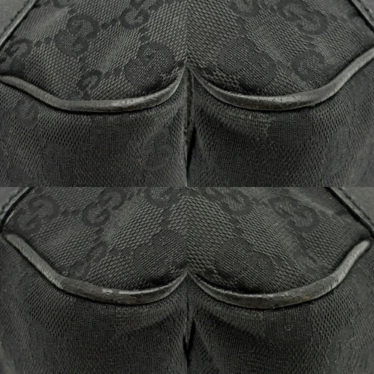 Gucci Black Gg Canvas Leather Tote Bag (Pre-Owned)