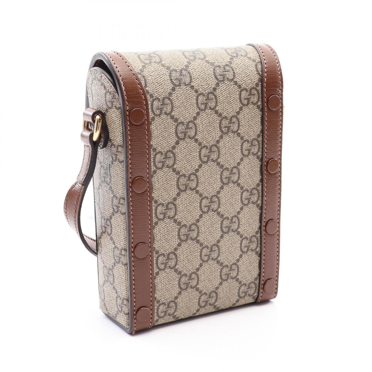 Gucci Beige Brown Coated Canvas Leather Handbag Shoulder Bag (Pre-Owned)