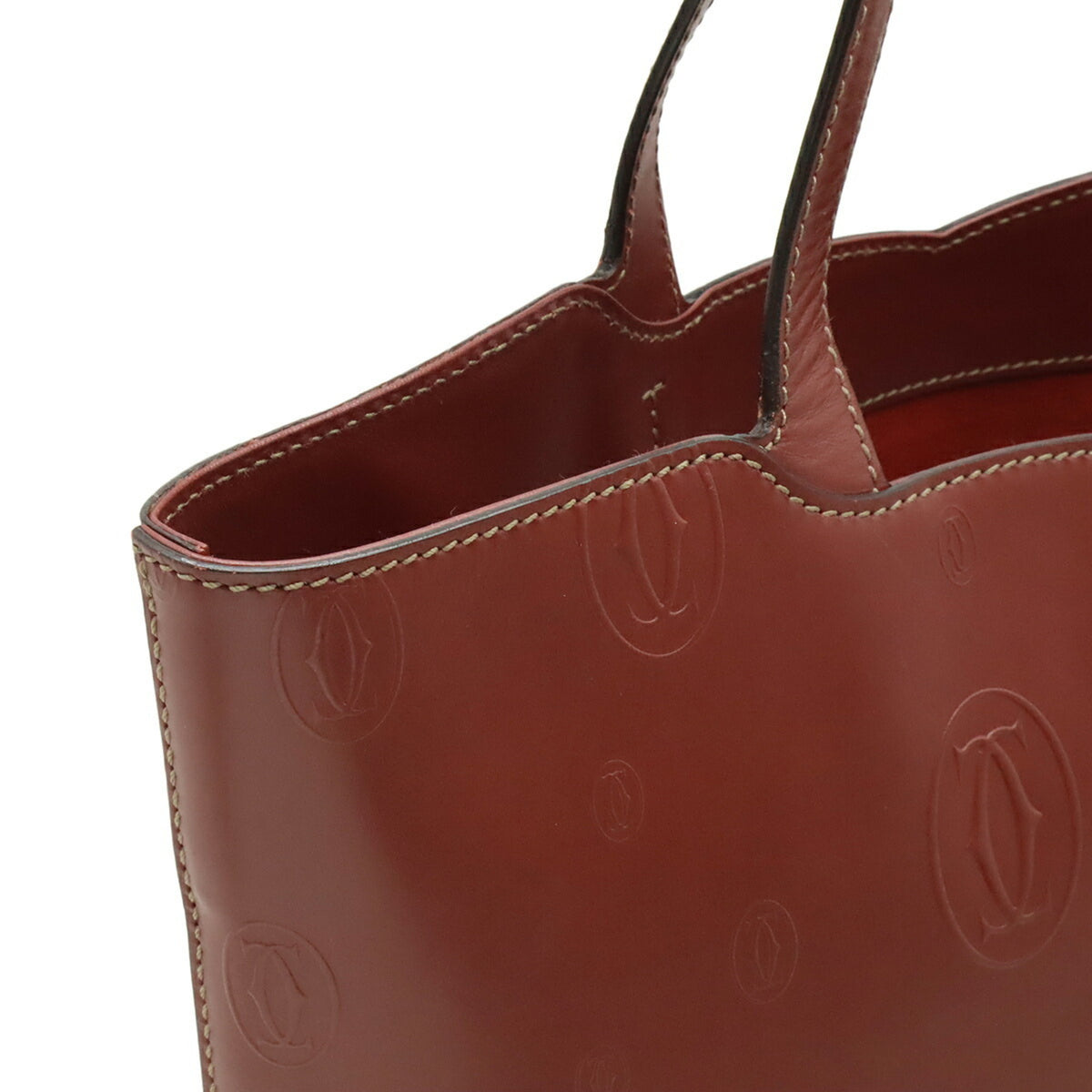 Cartier Happy Birthday Bordeaux Leather Shoulder Bag Tote Bag (Pre-Owned)