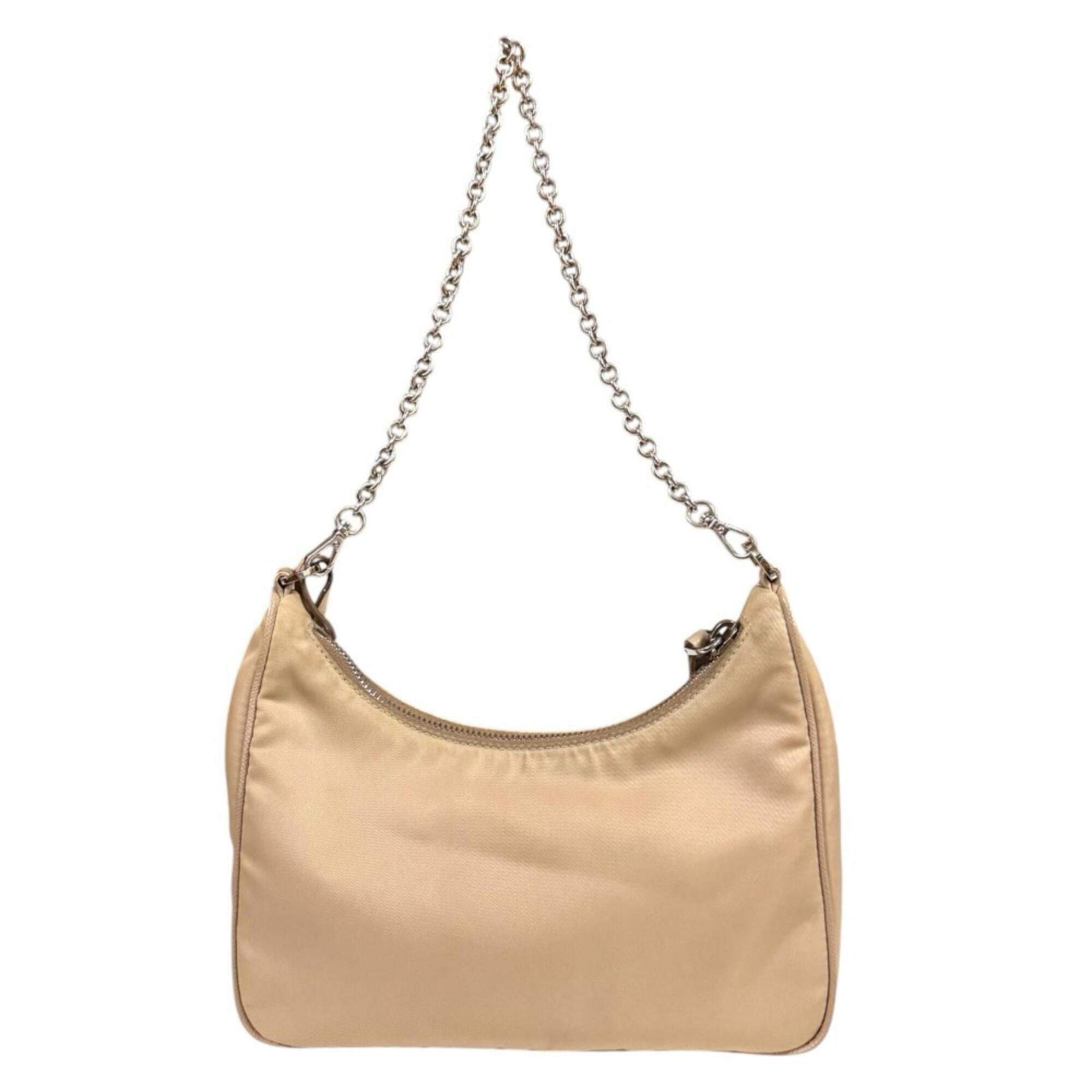 Prada Beige Nude Beige Nylon Shoulder Bag (Pre-Owned)
