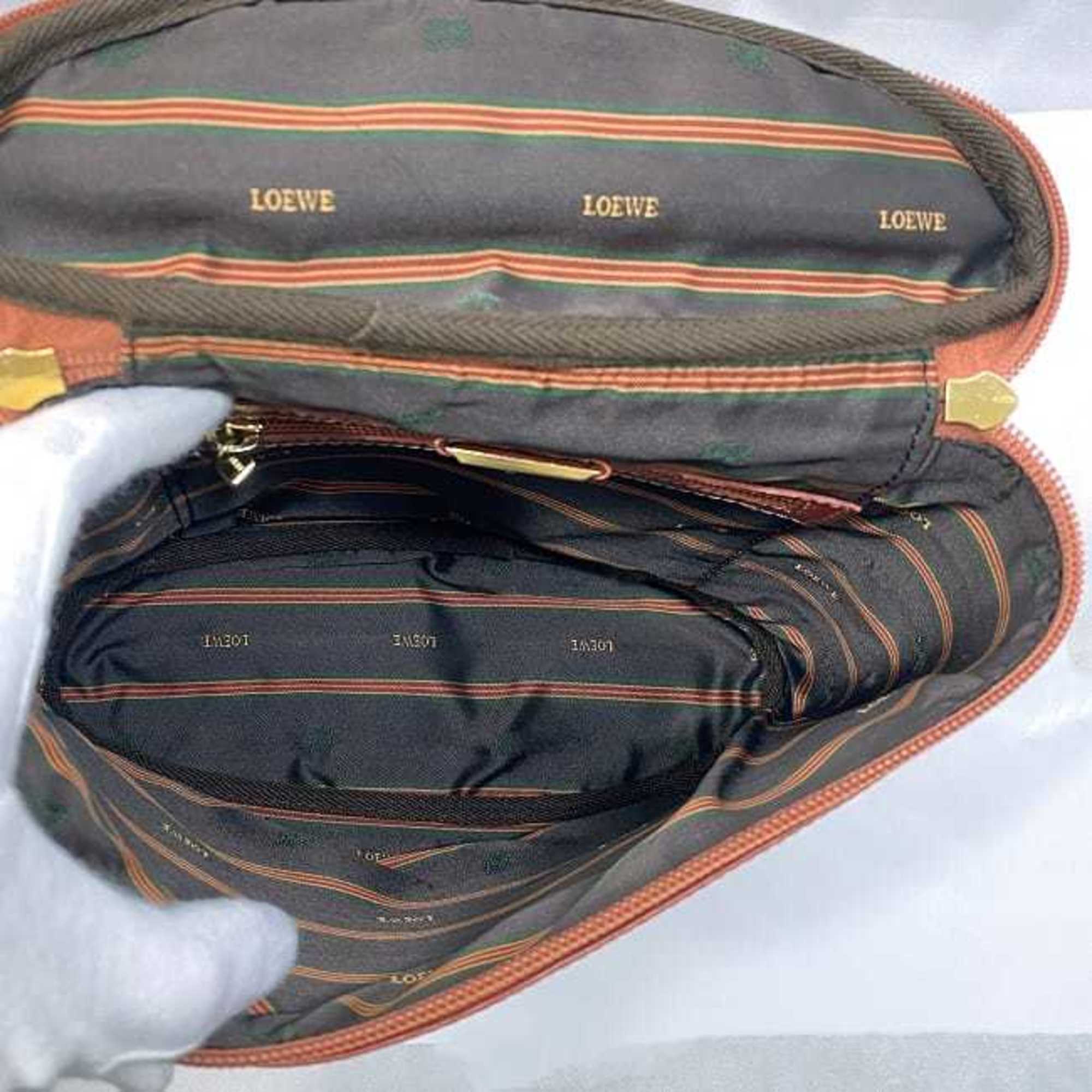 Loewe Red Color Leather Clutch Bag Handbag Vanity Bag (Pre-Owned)