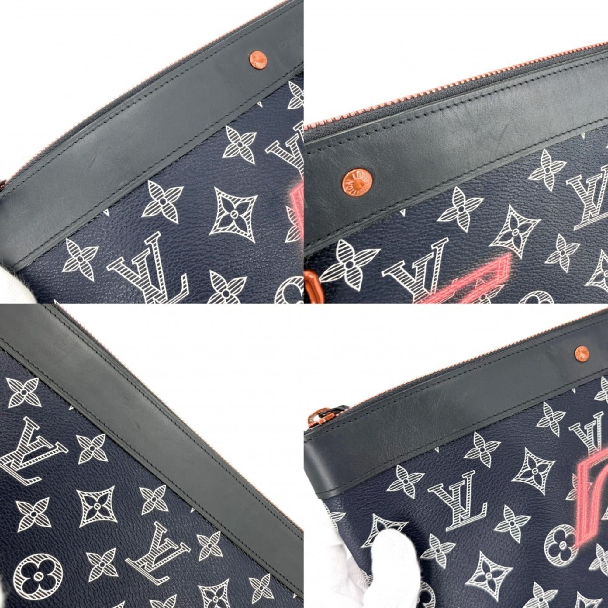 Louis Vuitton Navy Monogram Clutch Bag Pochette (Pre-Owned)