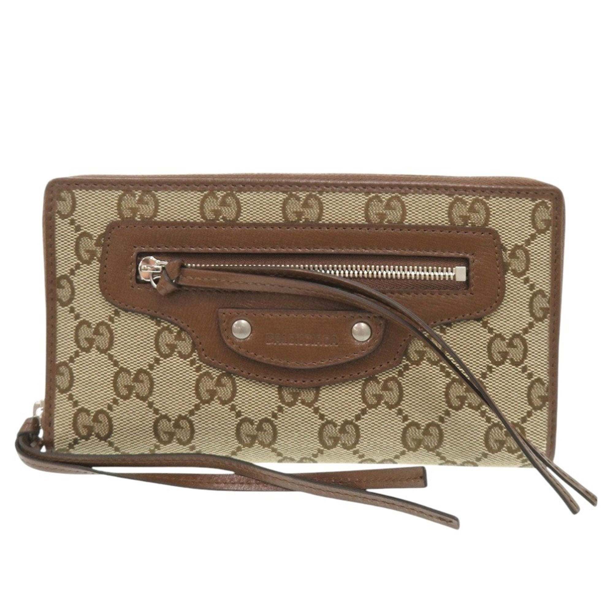 Gucci Beige Brown Gg Canvas Long Wallet (Bi-Fold) (Pre-Owned)