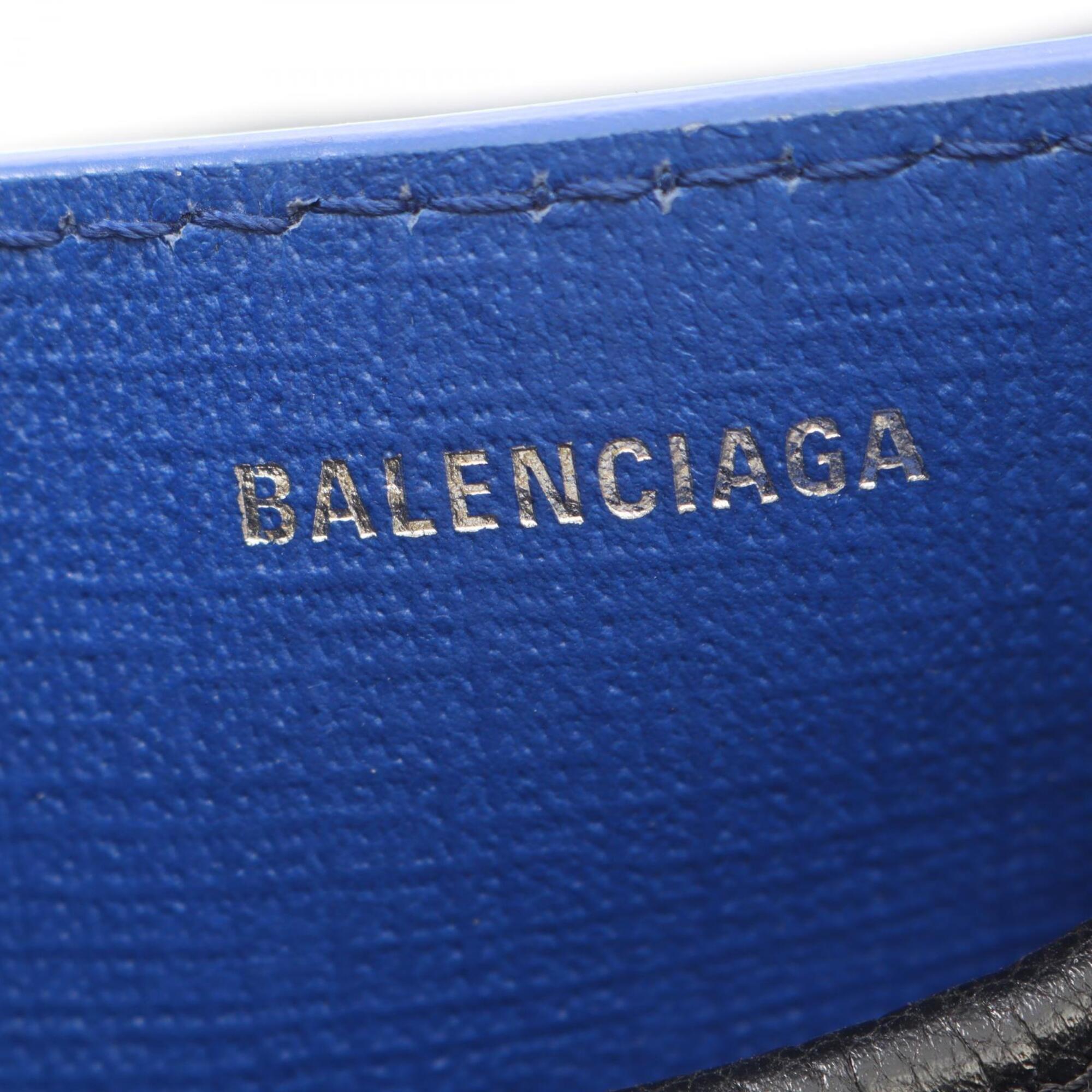 Balenciaga Black Blue Leather Handbag Tote Bag (Pre-Owned)
