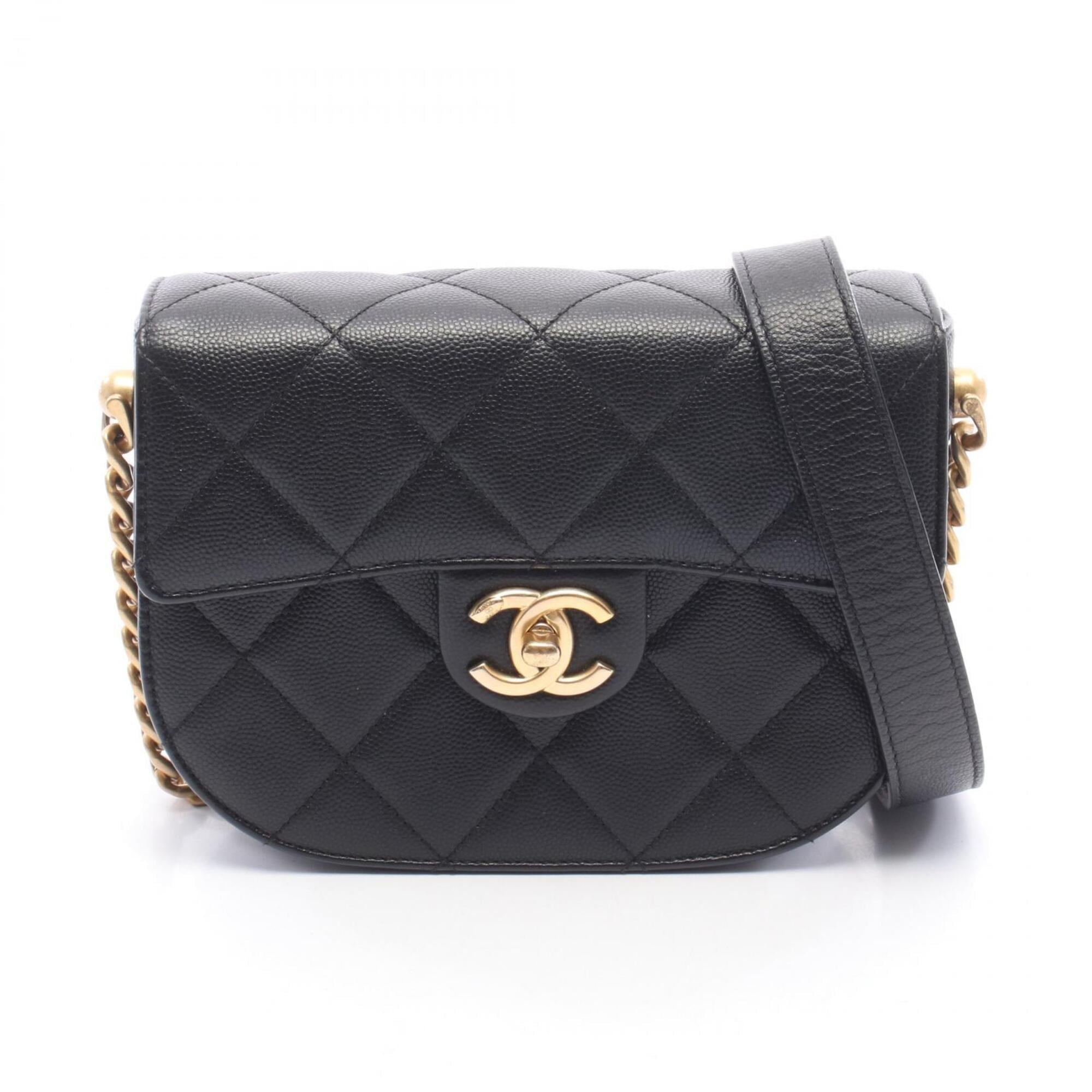 Chanel Black Grained Calfskin Handbag Shoulder Bag (Pre-Owned)