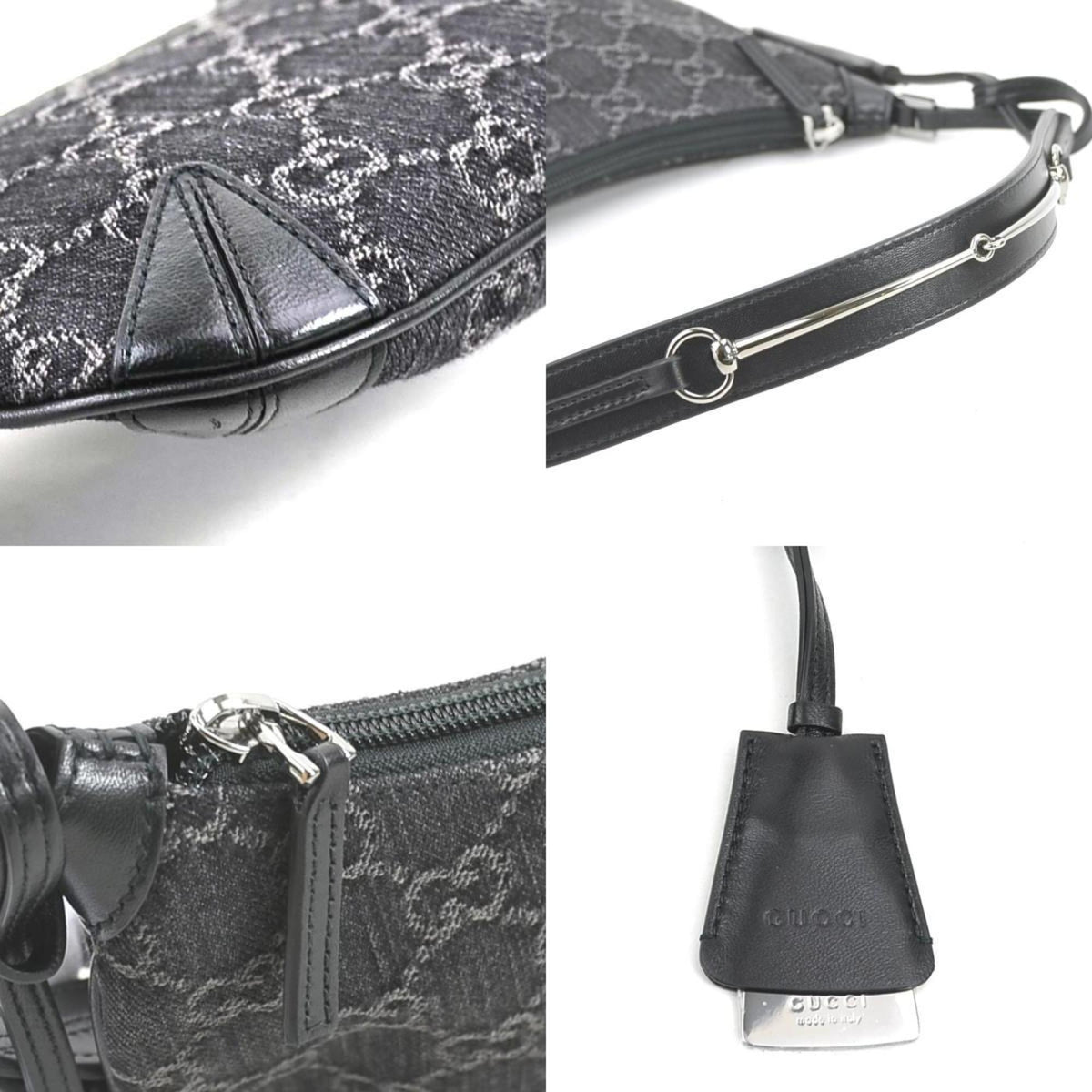 Gucci Black Denim Leather Shoulder Bag (Pre-Owned)