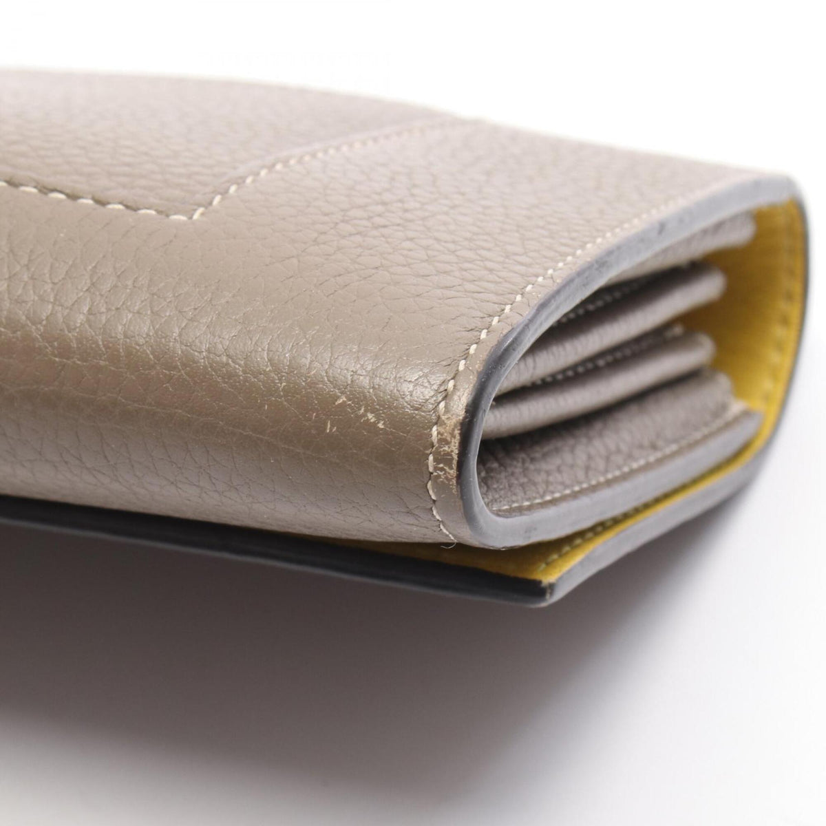 Celine Gray Yellow Leather Long Wallet (Bi-Fold) (Pre-Owned)