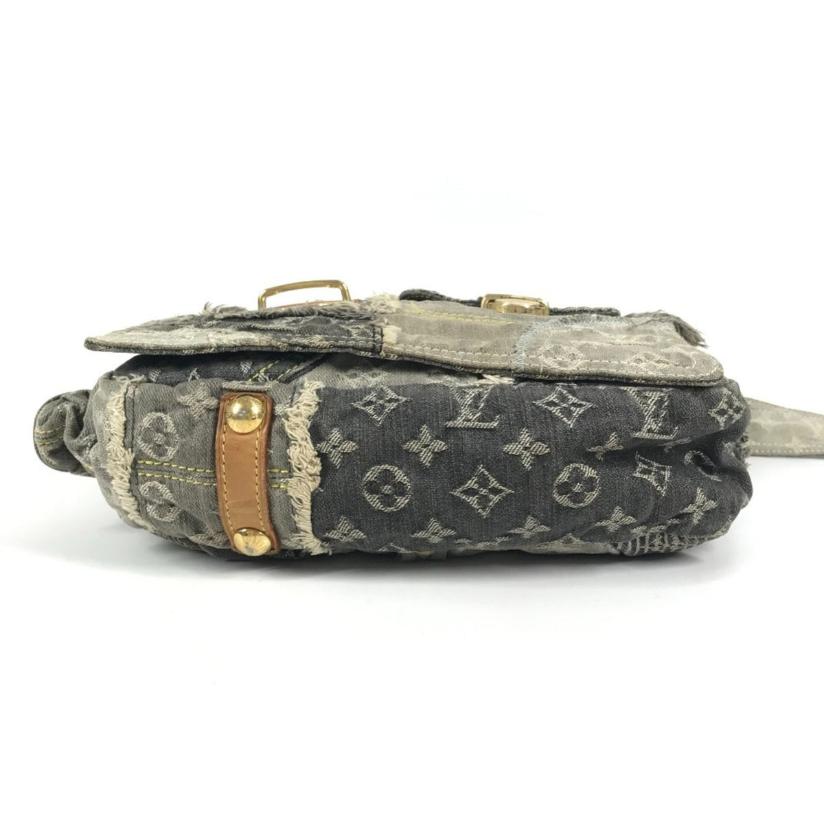 Louis Vuitton Black Gray Monogram Denim Shoulder Bag (Pre-Owned)