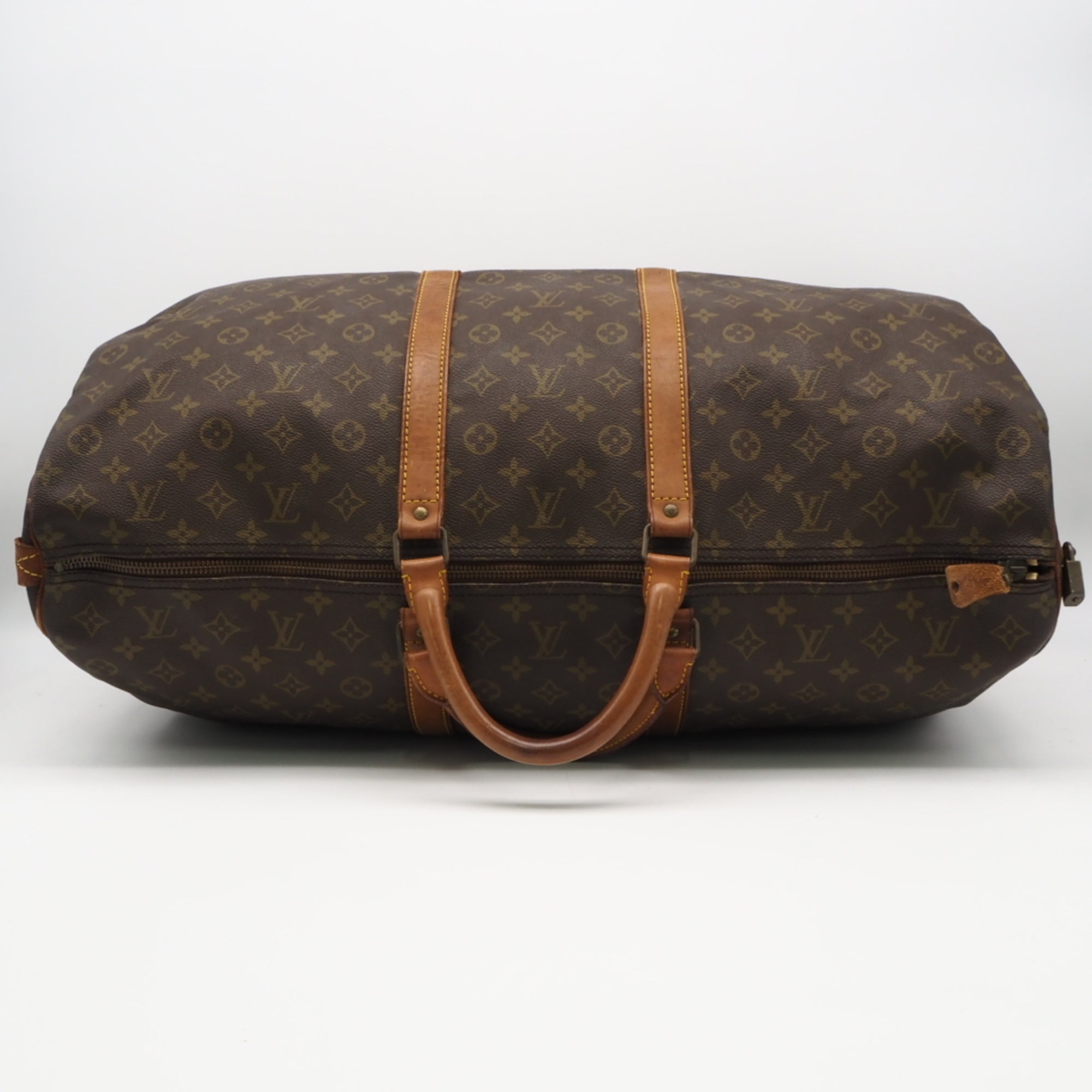 Louis Vuitton Beige Brown Coated Canvas Leather Boston Bag (Pre-Owned)
