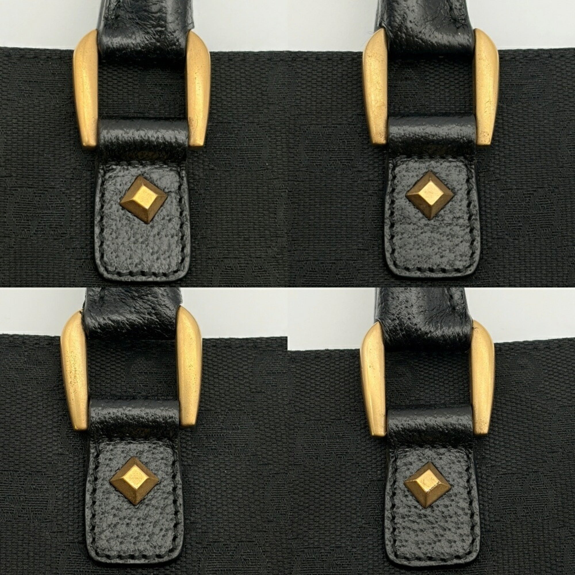 Gucci Black Gg Canvas Leather Tote Bag (Pre-Owned)