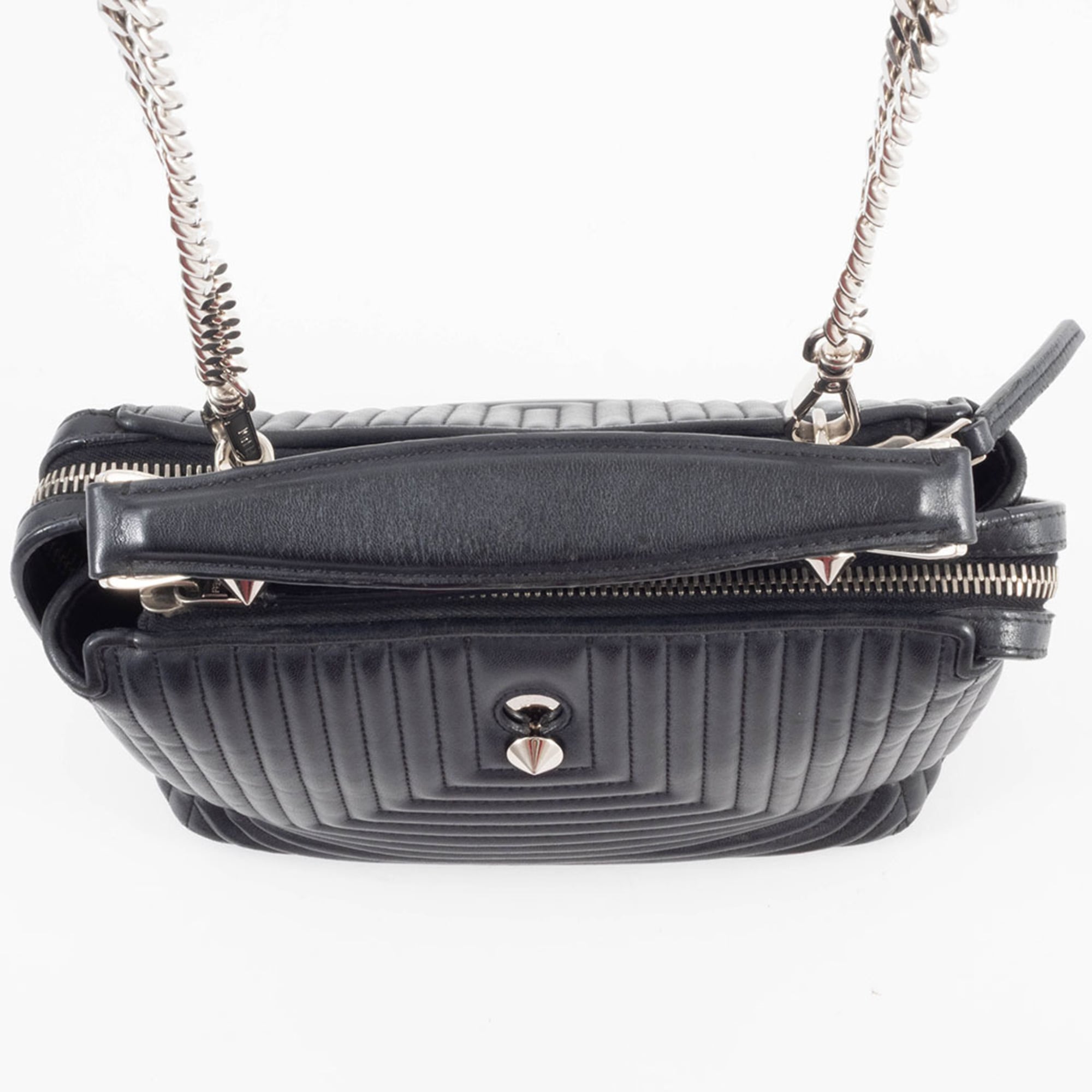 Fendi Dotcom Black Leather Shoulder Bag (Pre-Owned)