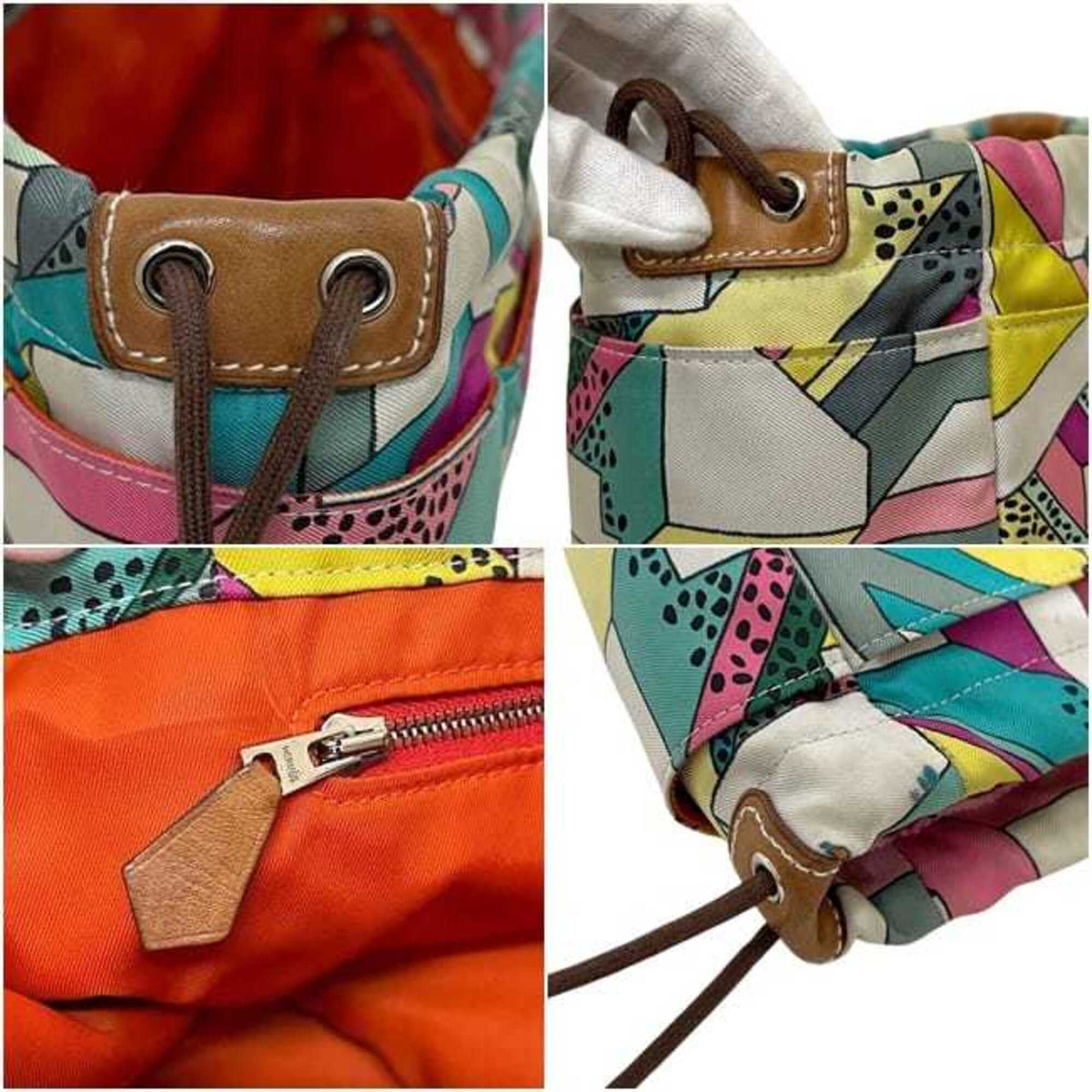 Hermes Multi-Color Silk Barenia Leather Pouch (Pre-Owned)