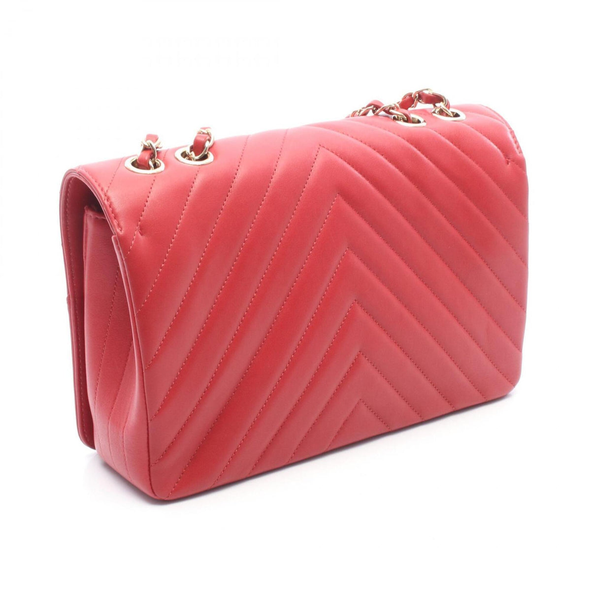 Chanel Red Color Leather Handbag Shoulder Bag (Pre-Owned)