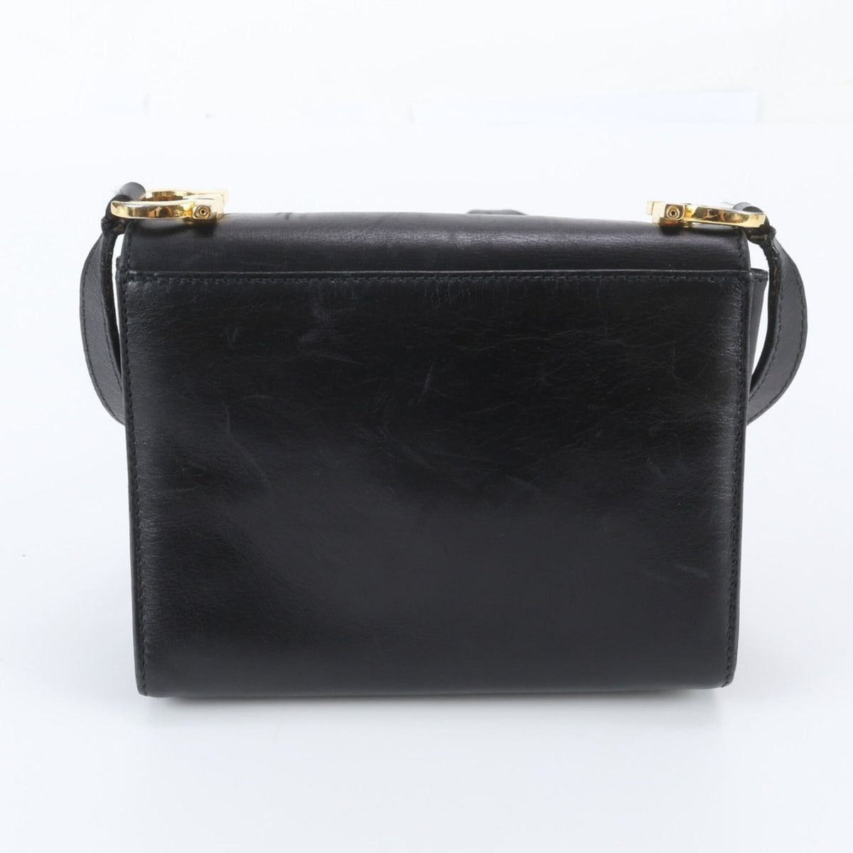 Salvatore Ferragamo Black Leather Crossbody Bag Shoulder Bag (Pre-Owned)