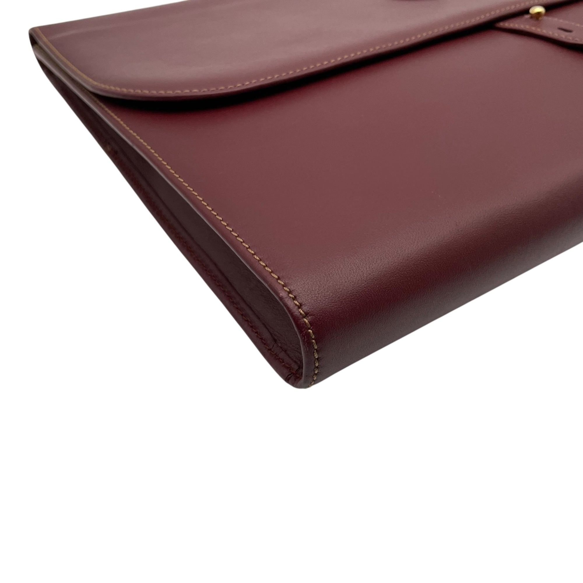 Cartier Bordeaux Leather Clutch Bag Handbag (Pre-Owned)