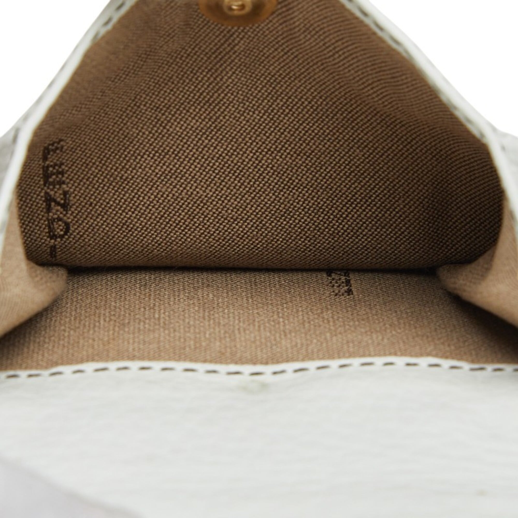 Fendi Brown White Canvas Leather Wallet (Tri-Fold) (Pre-Owned)