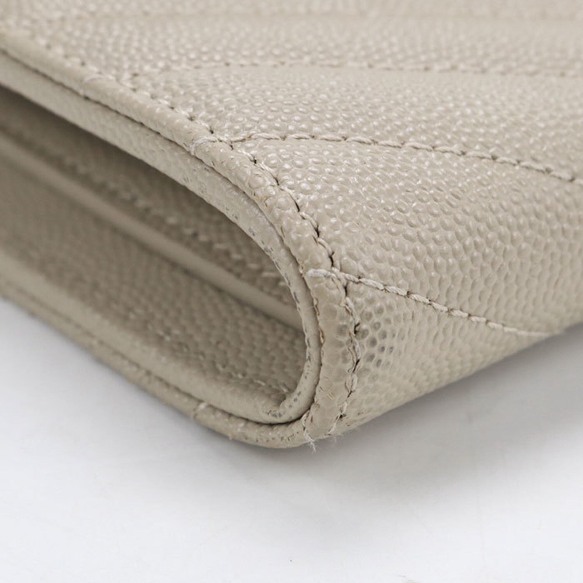 Saint Laurent Beige Leather Long Wallet (Bi-Fold) (Pre-Owned)