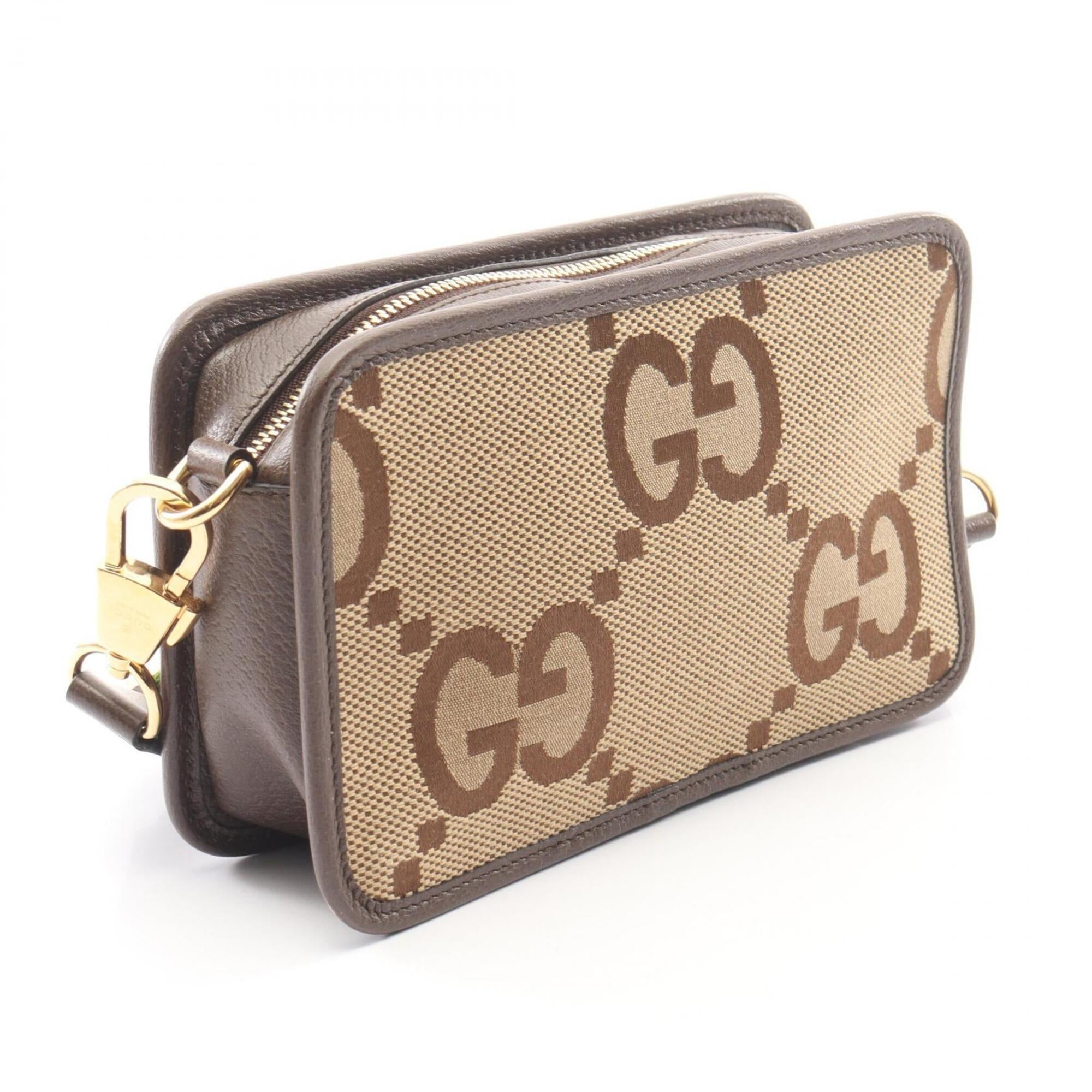 Gucci Beige Brown Coated Canvas Leather Shoulder Bag (Pre-Owned)