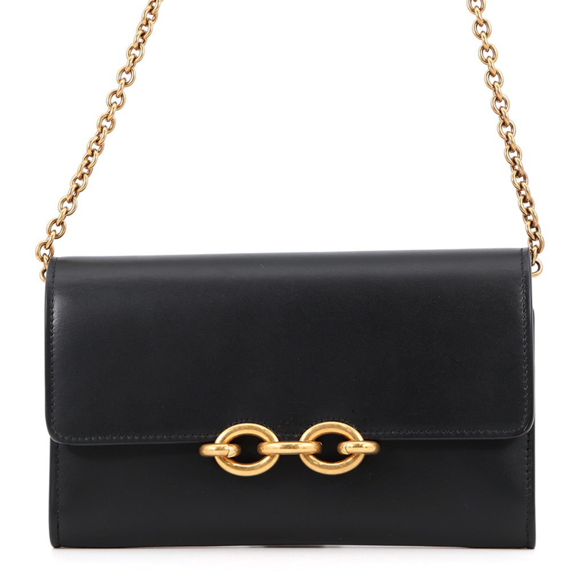 Yves Saint Laurent Black Leather Chain/Shoulder Wallet (Pre-Owned)