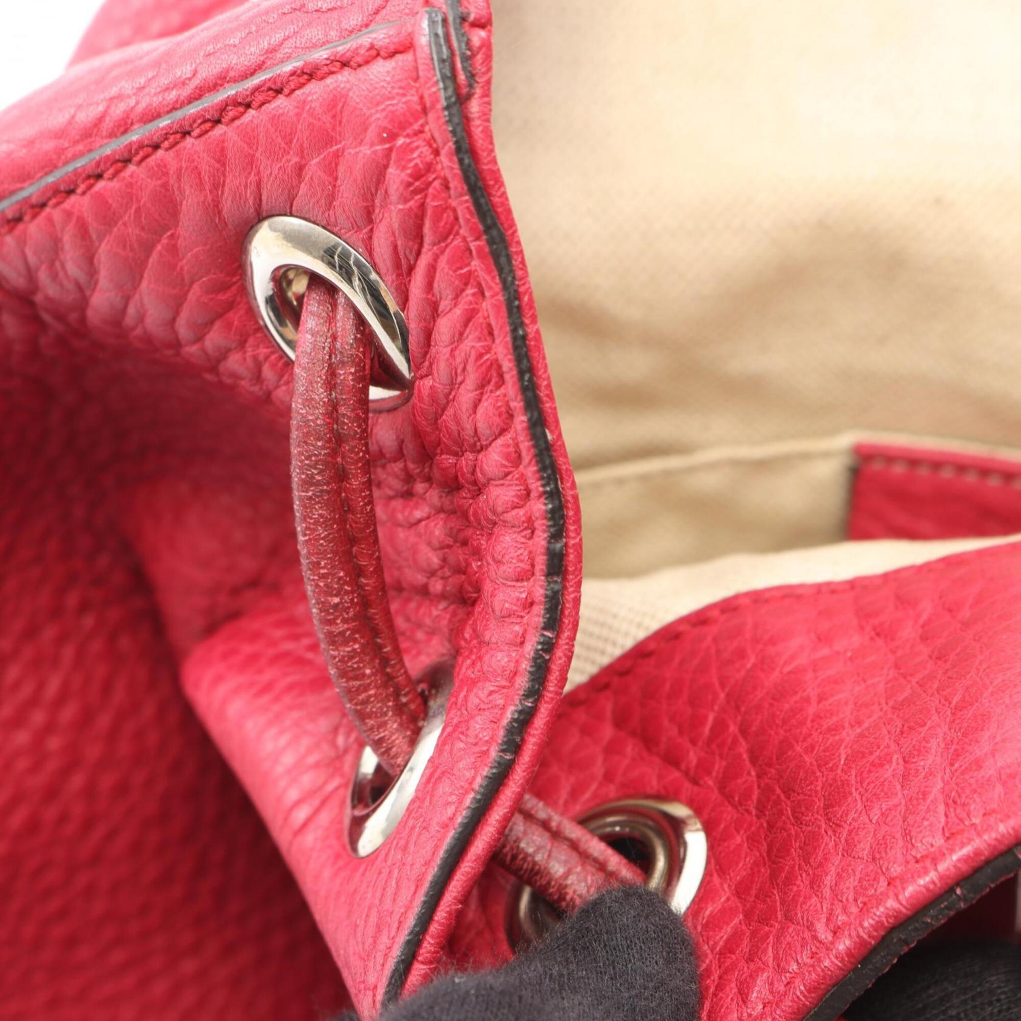 Gucci Red Color Leather Backpack (Pre-Owned)