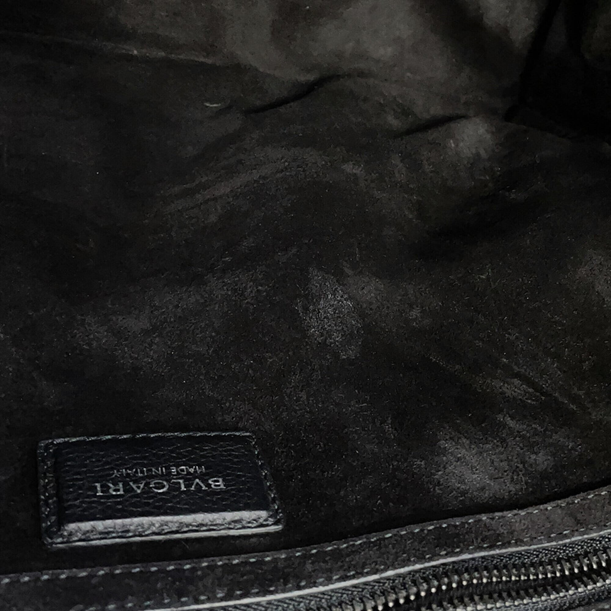 Bvlgari Black Leather Handbag Tote Bag (Pre-Owned)