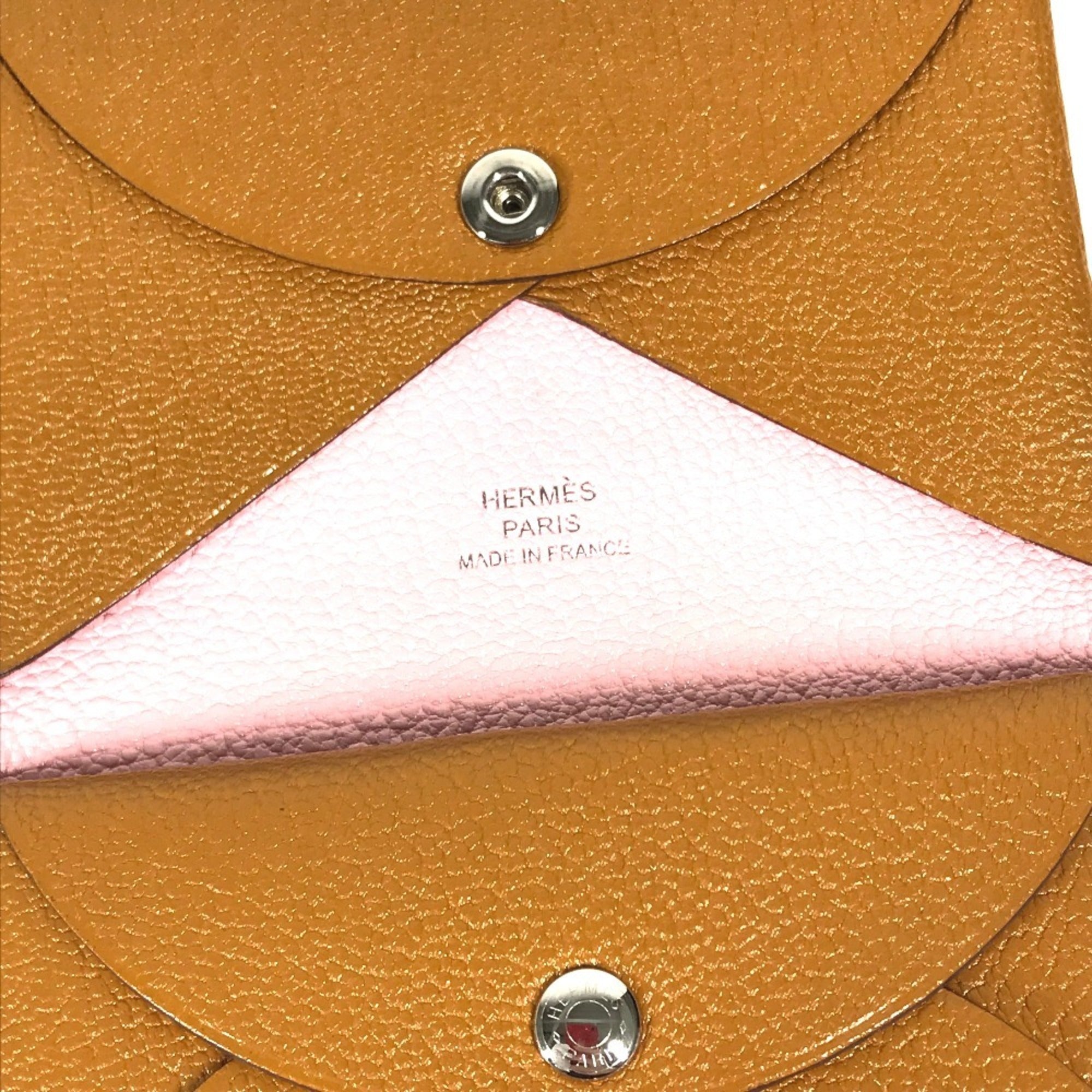 Hermes Beige Pink Chevre Leather Coin Purse/Coin Case (Pre-Owned)