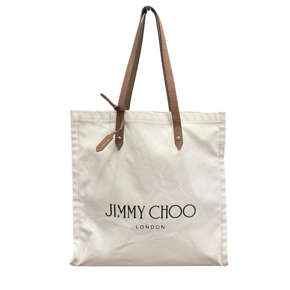 Jimmy Choo Brown Canvas Leather Tote Bag (Pre-Owned)