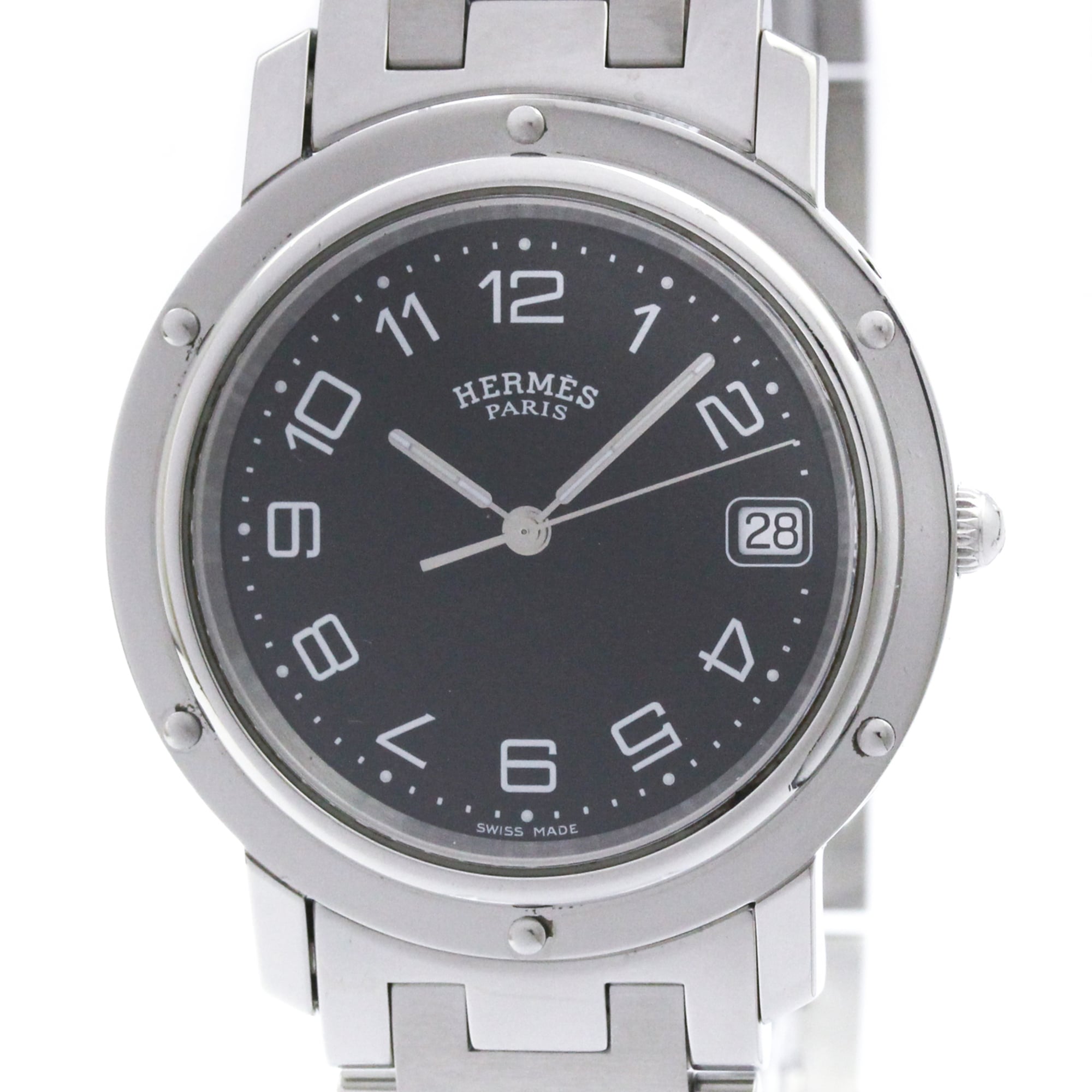 Hermes Clipper Quartz Watch Stainless Steel Watch (Pre-Owned)
