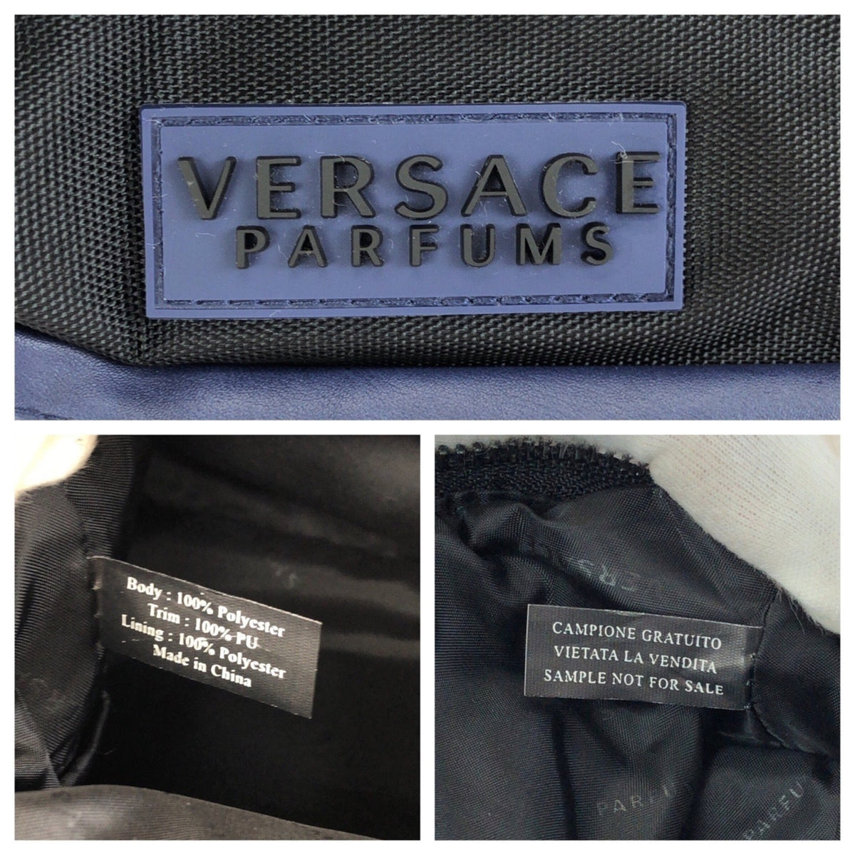 Versace Black Navy Nylon Clutch Bag (Pre-Owned)