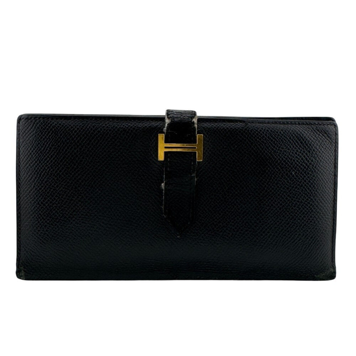 Hermes Black Leather Long Wallet (Bi-Fold) (Pre-Owned)