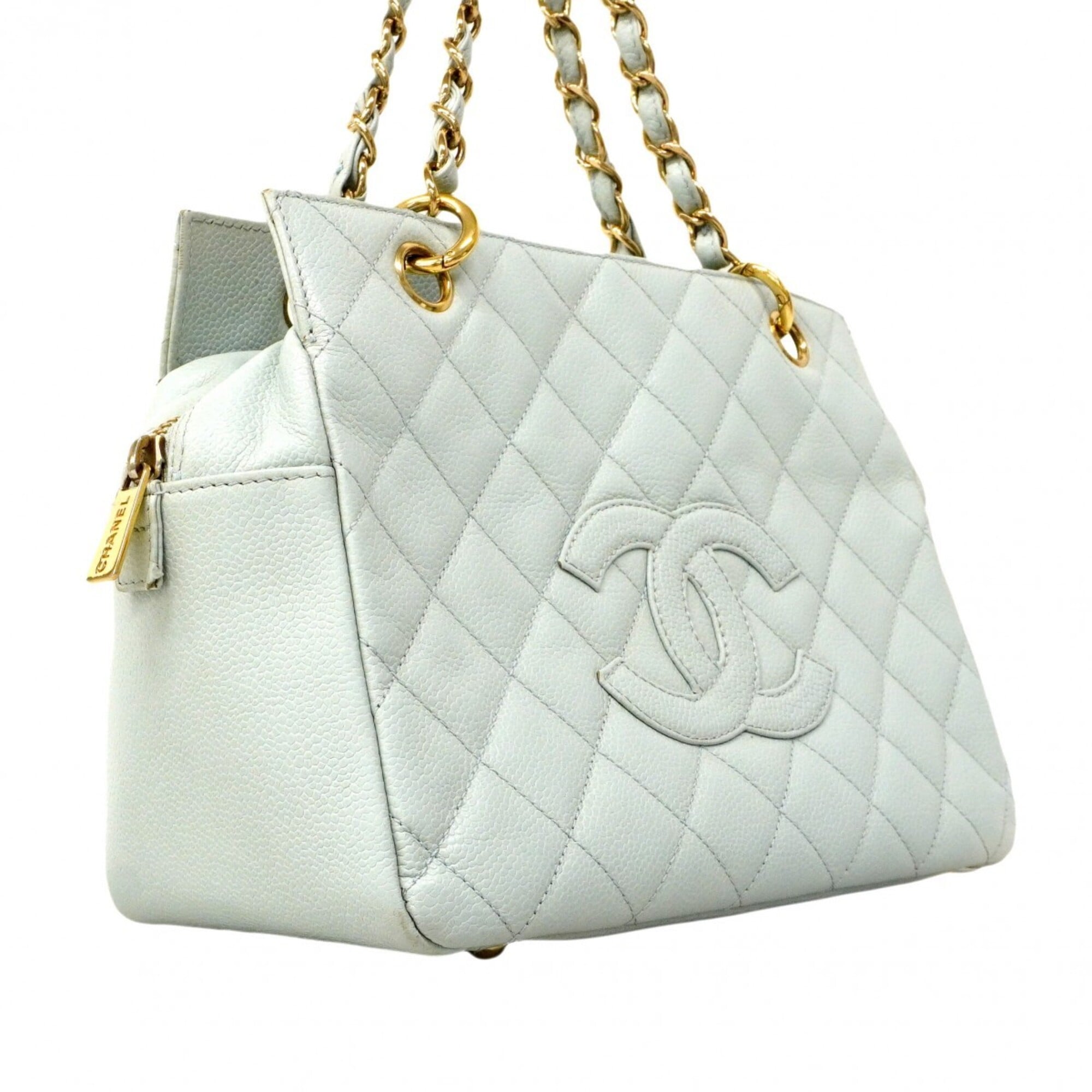 Chanel Light Blue Grained Calfskin Tote Bag (Pre-Owned)