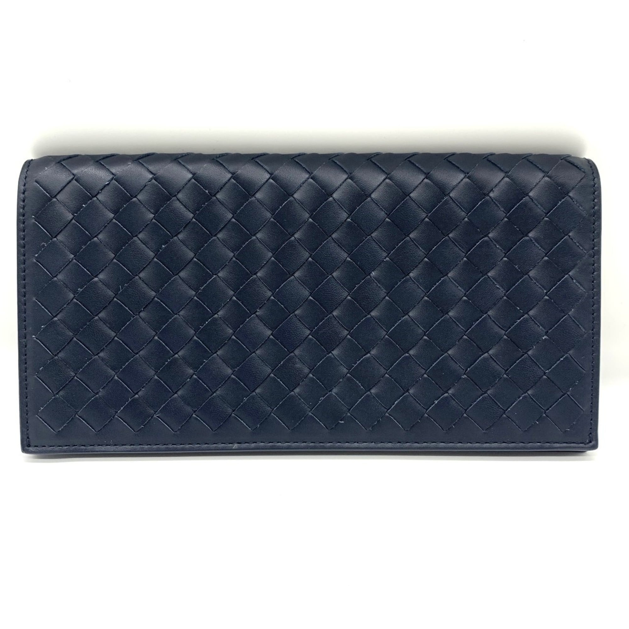 Bottega Veneta Intrecciato Navy Leather Bill Wallet (Bi-Fold) (Pre-Owned)